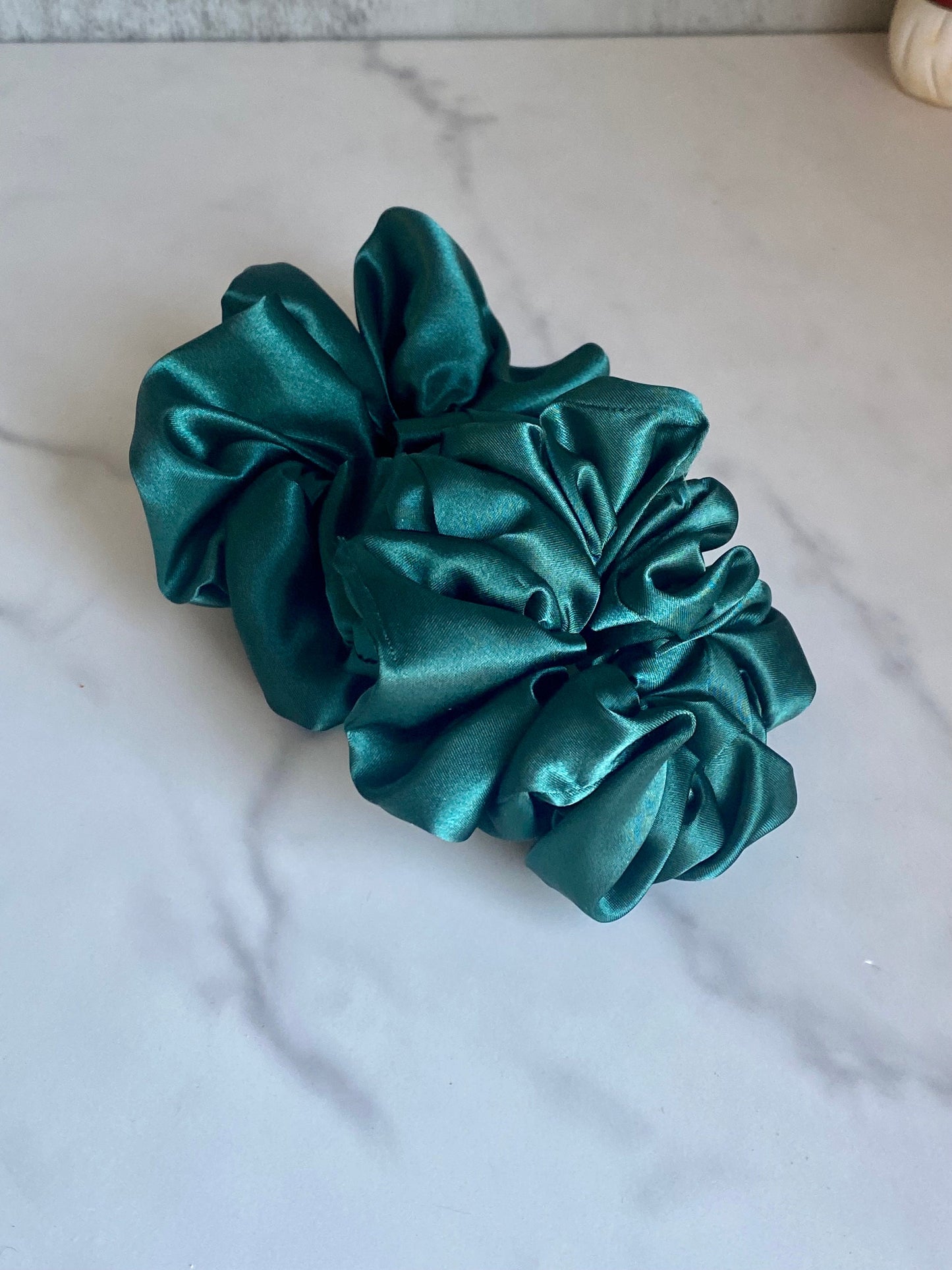 Forest Green Satin Scrunchie/ Hair Tie