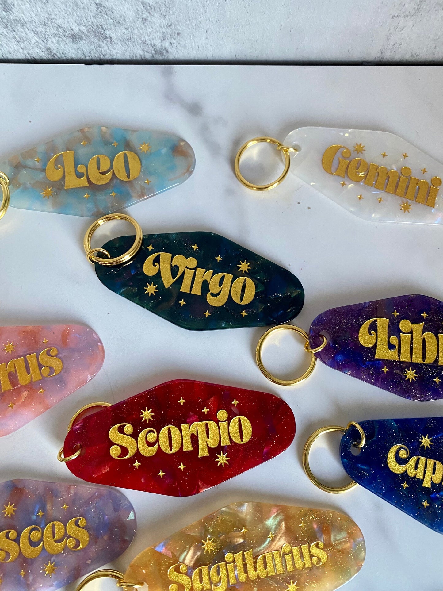 Zodiac Room Key Style Keychain/Zodiac Key FOB