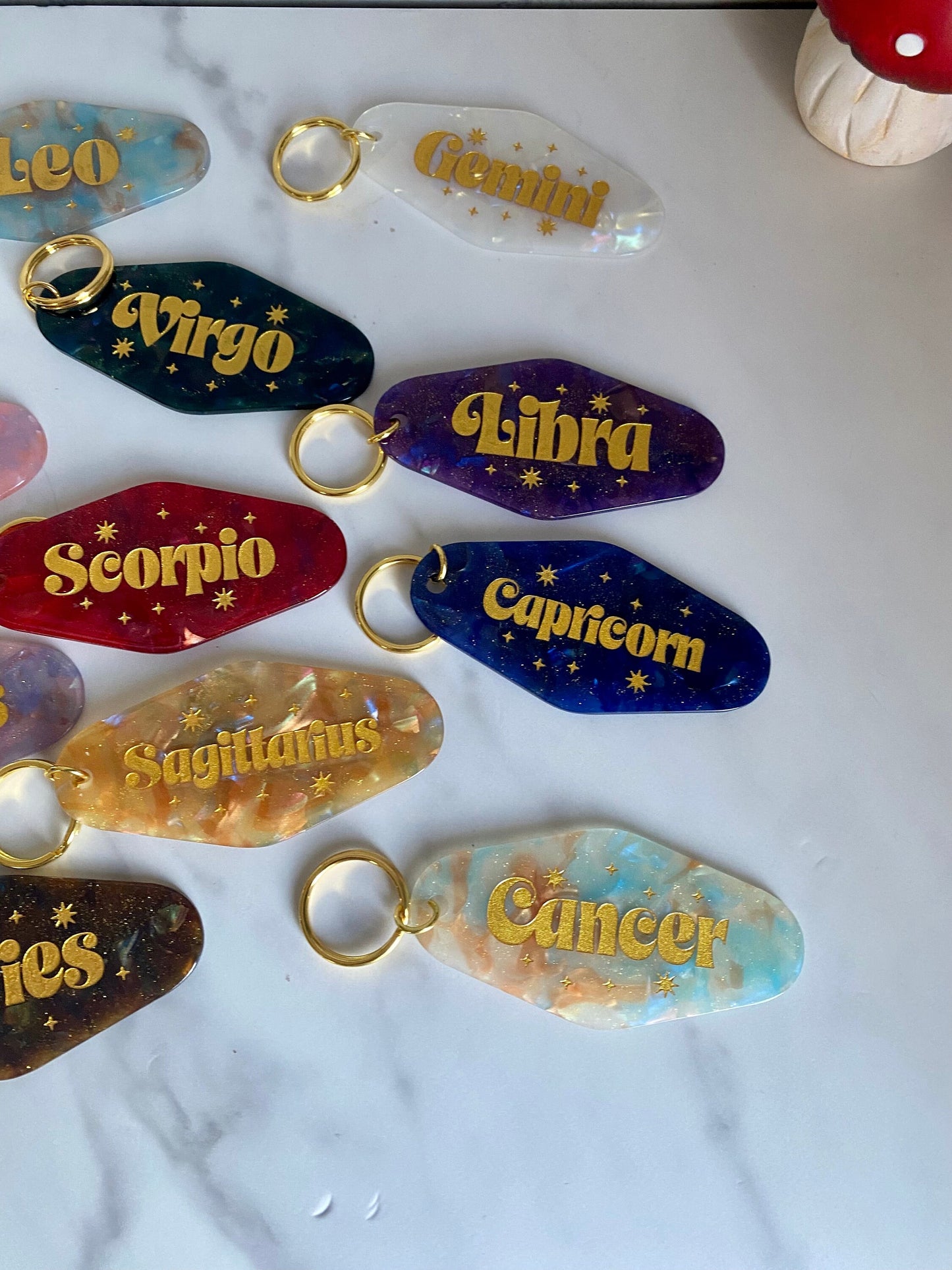 Zodiac Room Key Style Keychain/Zodiac Key FOB