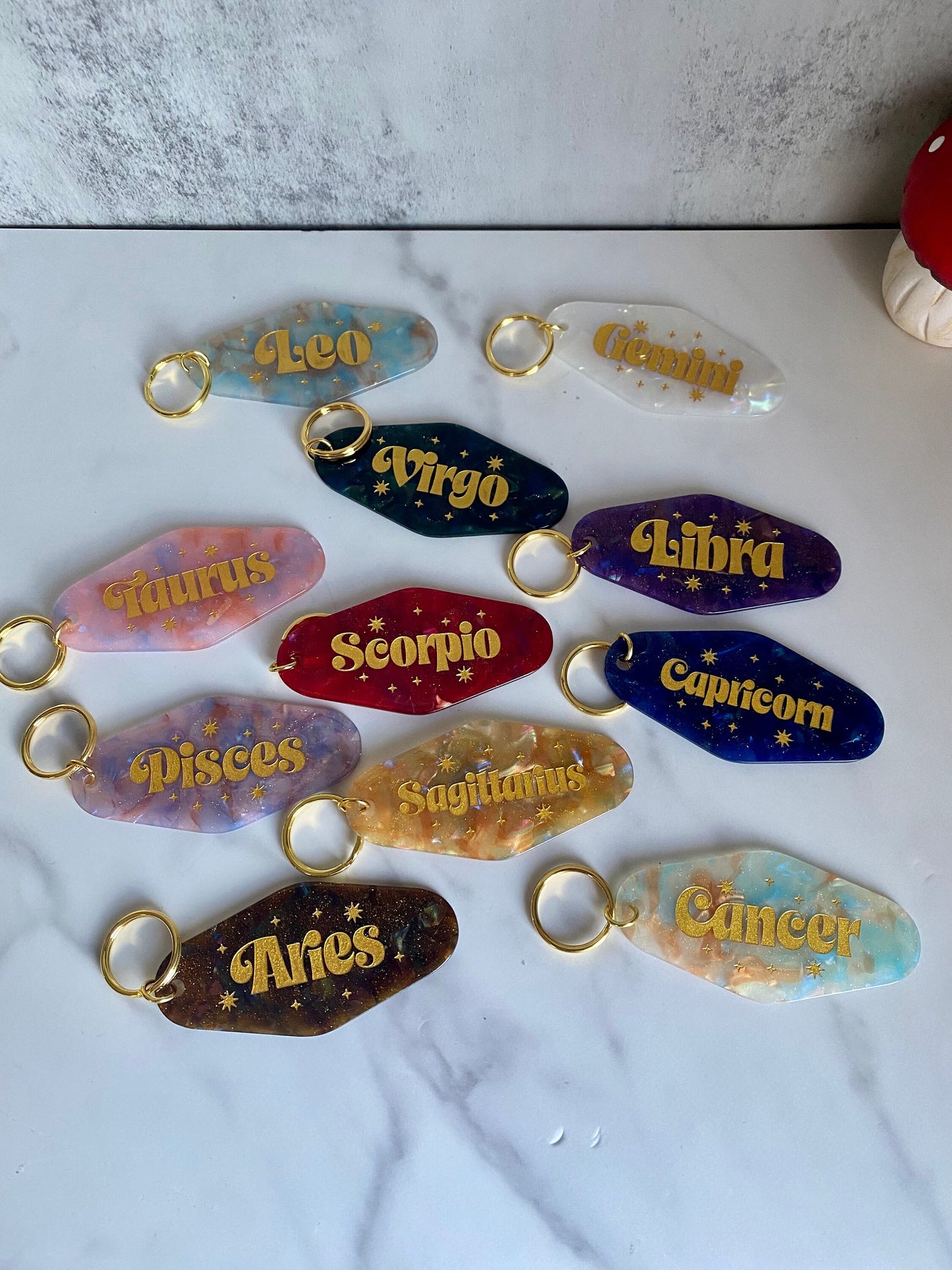 Zodiac Room Key Style Keychain/Zodiac Key FOB