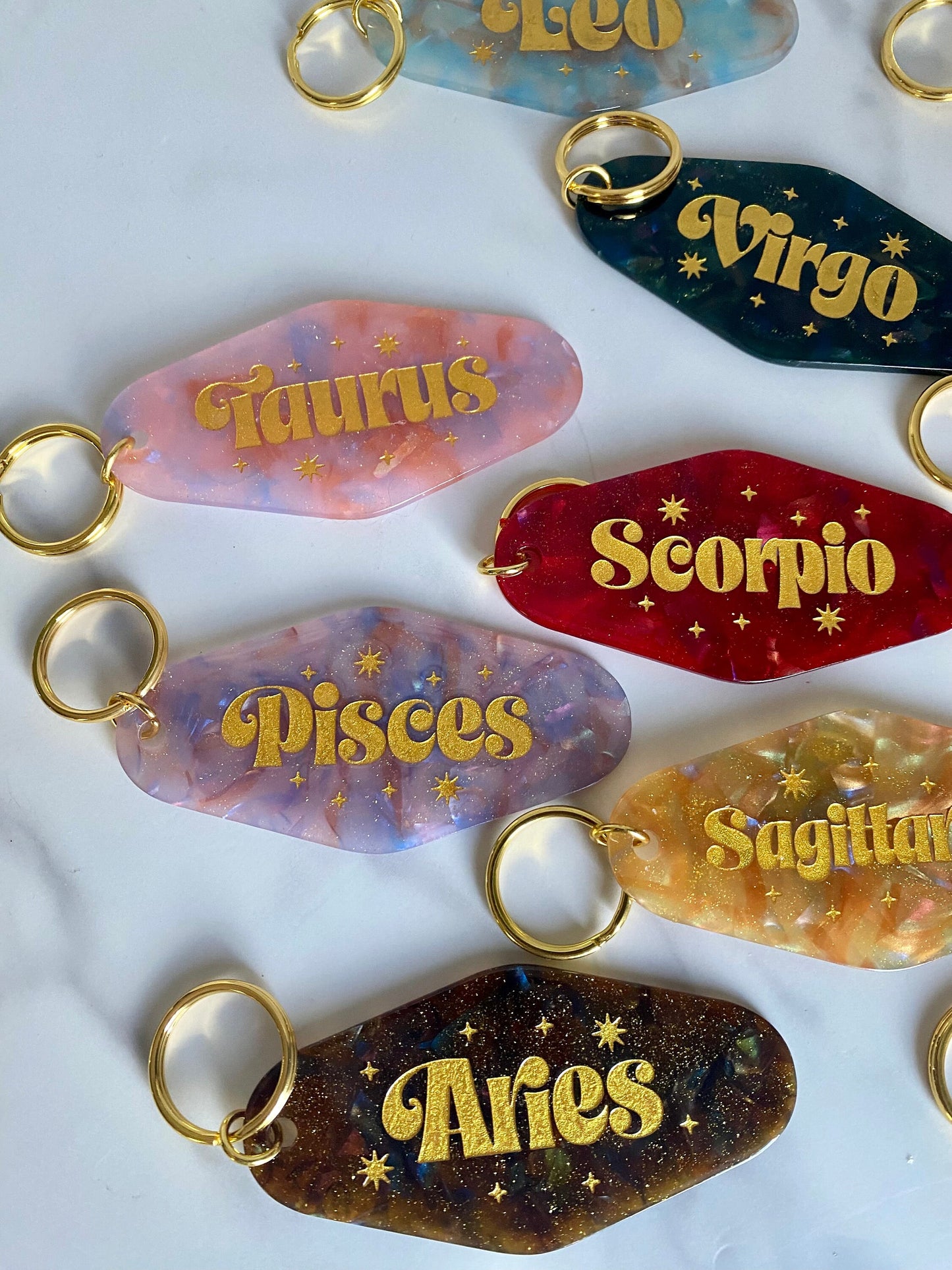 Zodiac Room Key Style Keychain/Zodiac Key FOB
