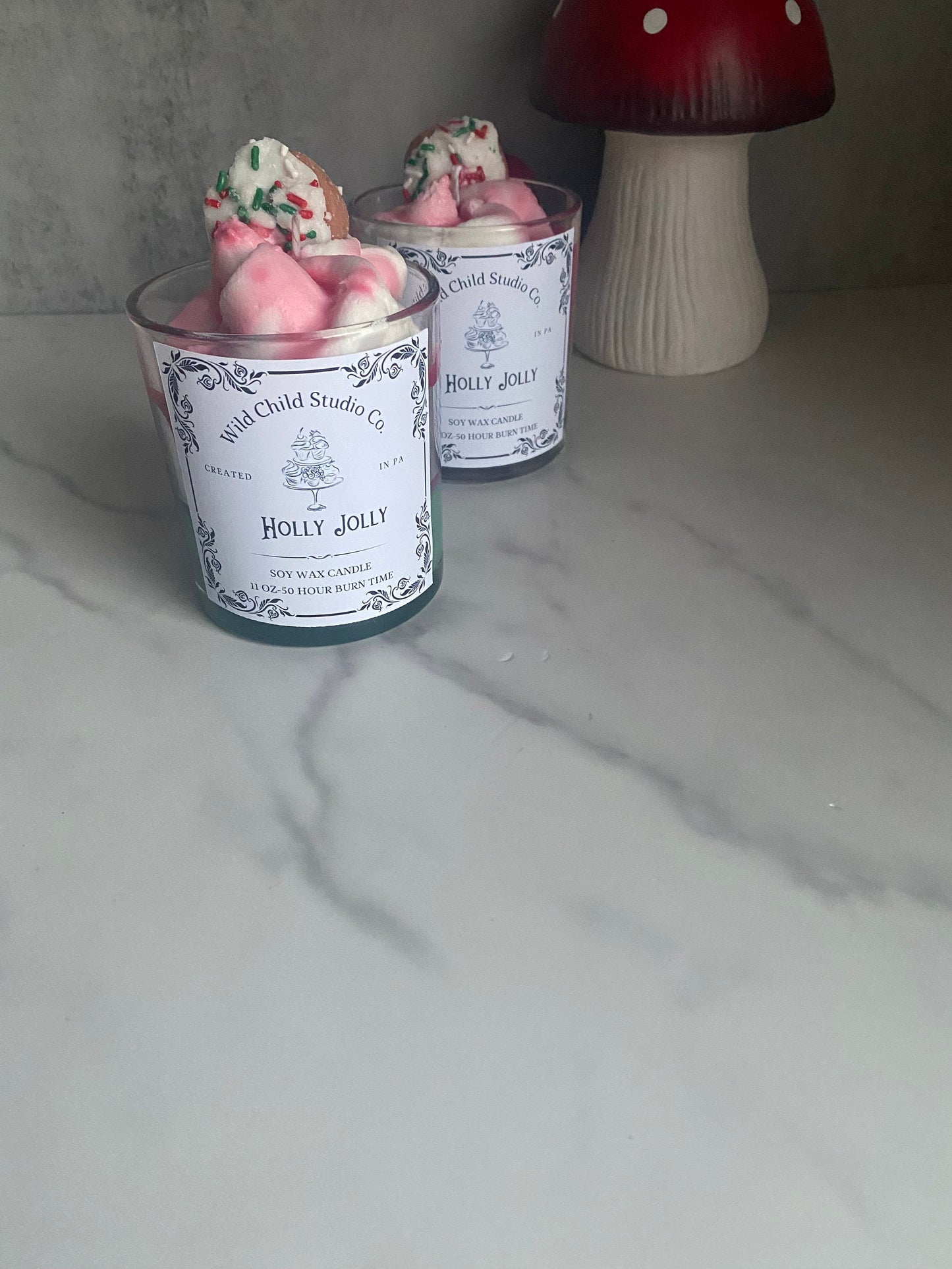Holly Jolly Hand Poured Soy Candle 11 oz