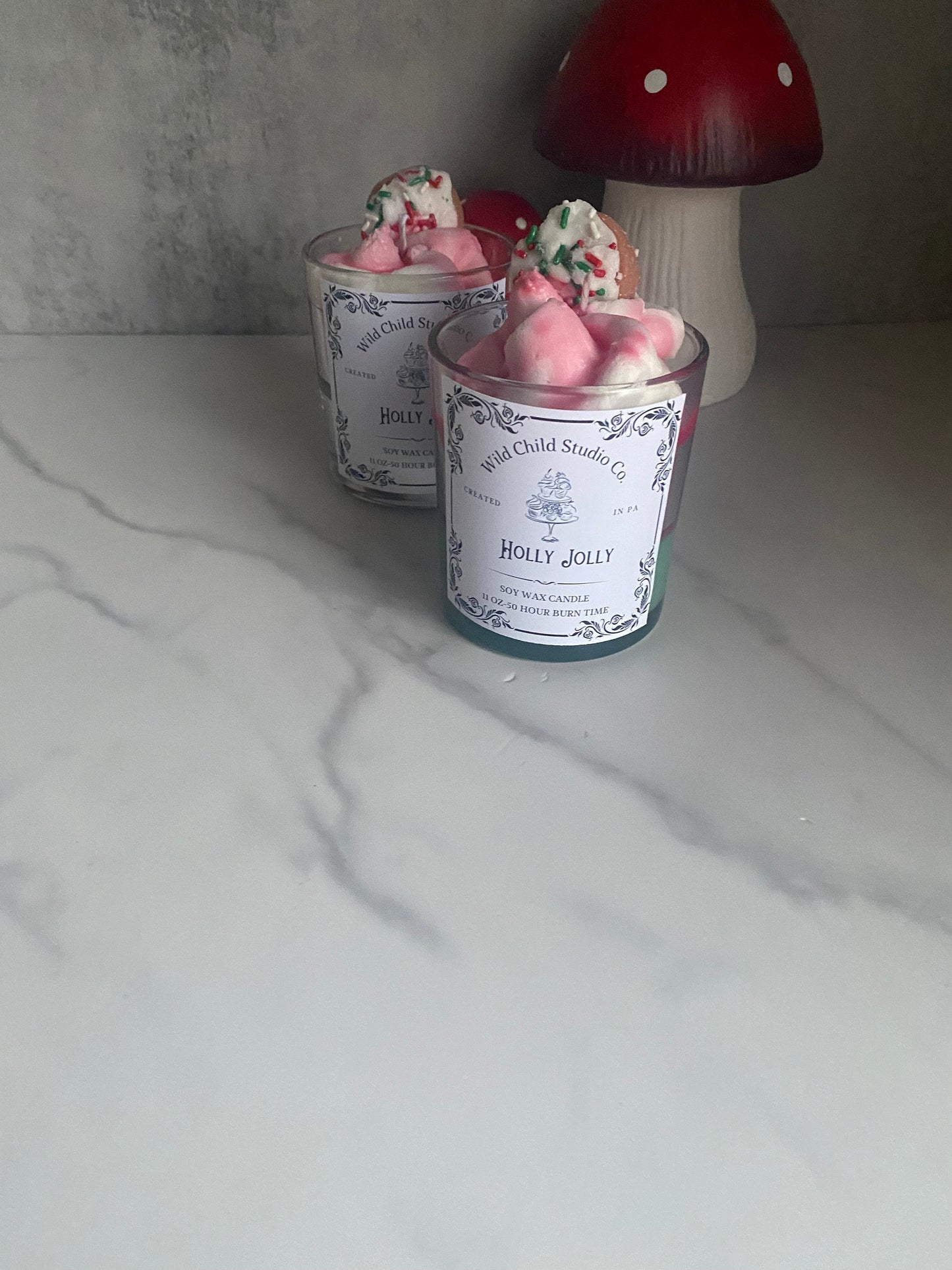 Holly Jolly Hand Poured Soy Candle 11 oz