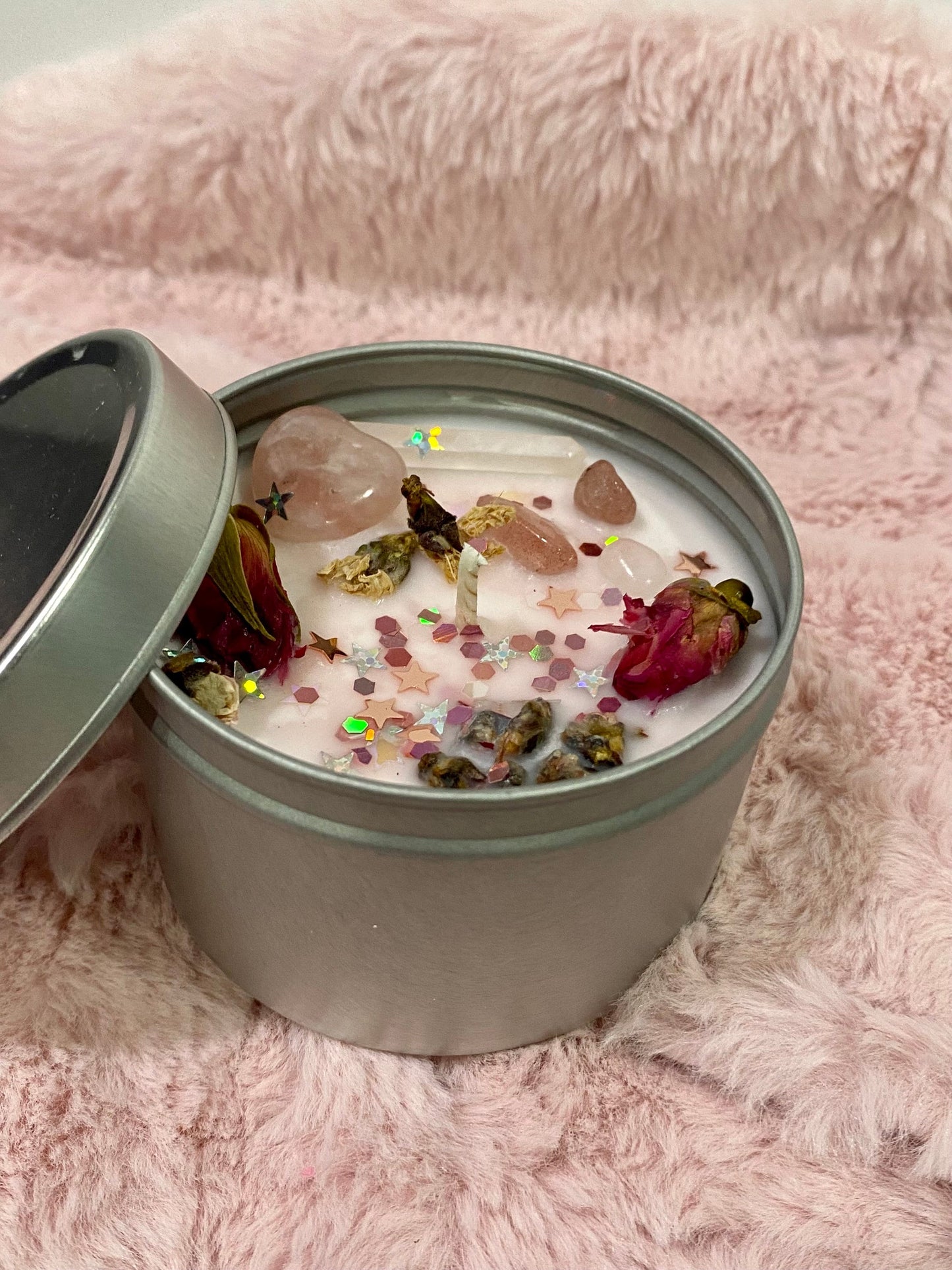 Love Spell Hand Poured Crystal Soy Candle 8 oz