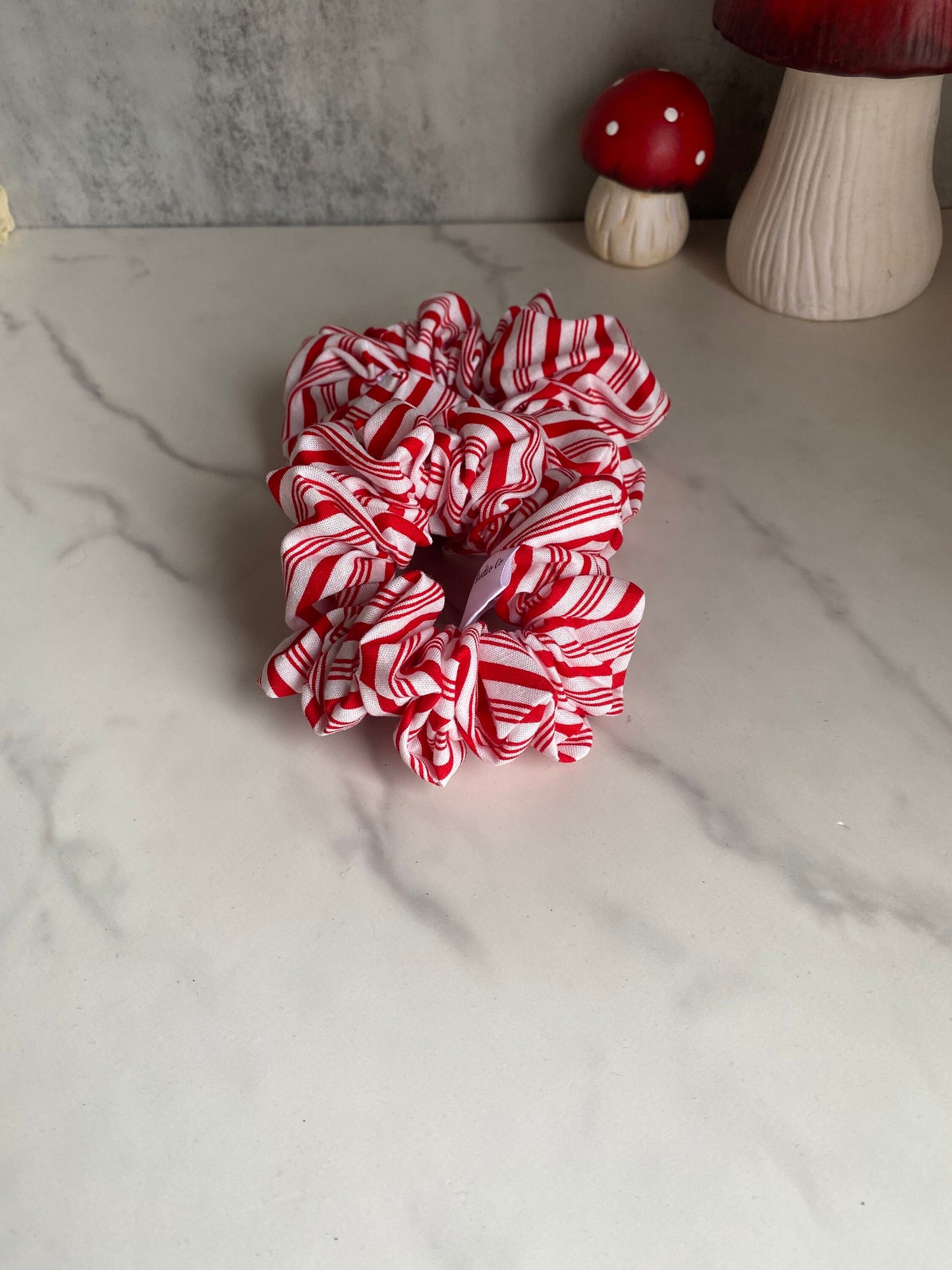 Candy Cane Holiday Satin Scrunchies/ Candy Cane Elastic Hair Tie/Handmade Scrunchie/XL Scrunchie