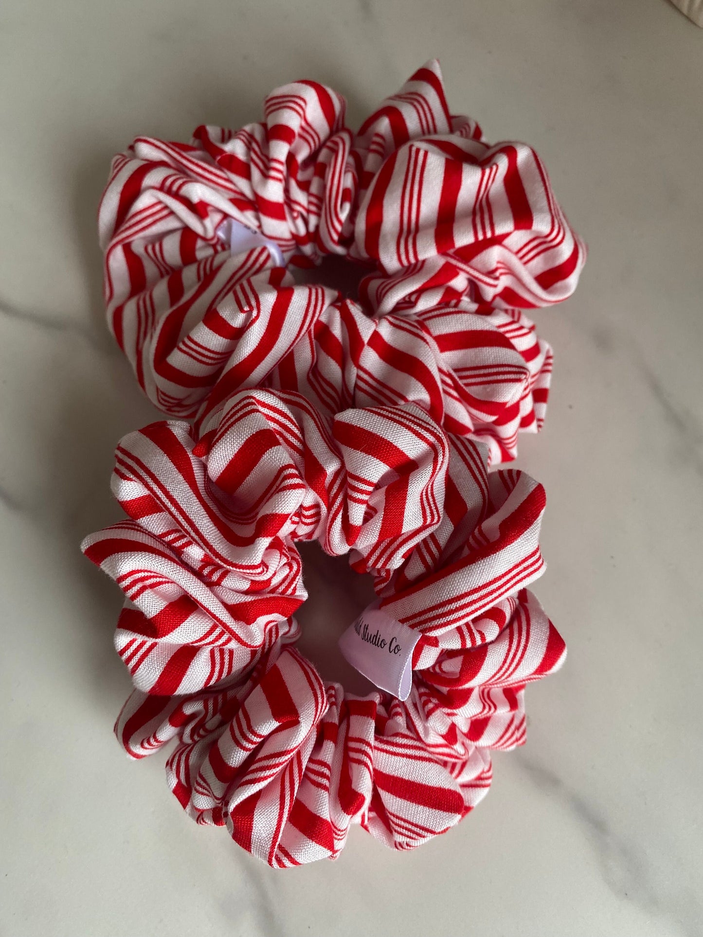 Candy Cane Holiday Satin Scrunchies/ Candy Cane Elastic Hair Tie/Handmade Scrunchie/XL Scrunchie