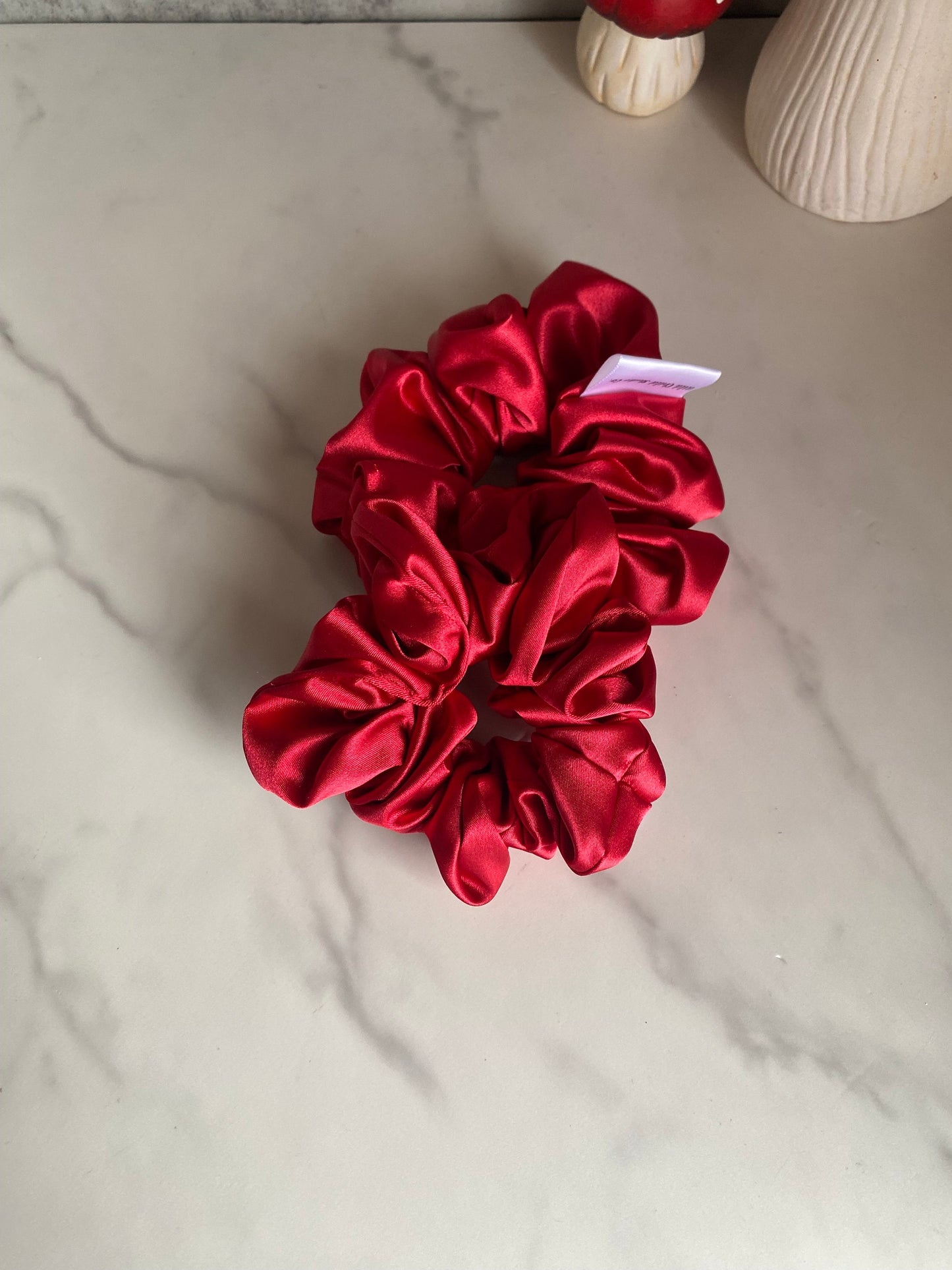 Red Satin Scrunchies/ Red Elastic Hair Tie/Handmade Scrunchie/XL Scrunchie