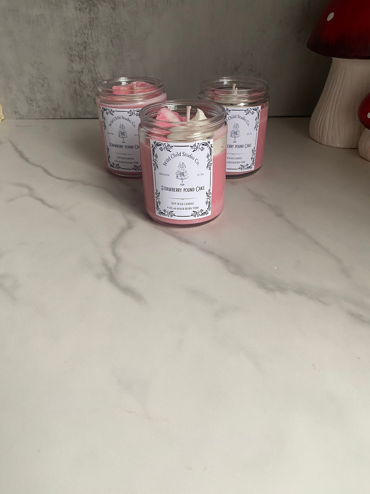 Strawberry Pound Cake Hand Poured Soy Candle 8 oz