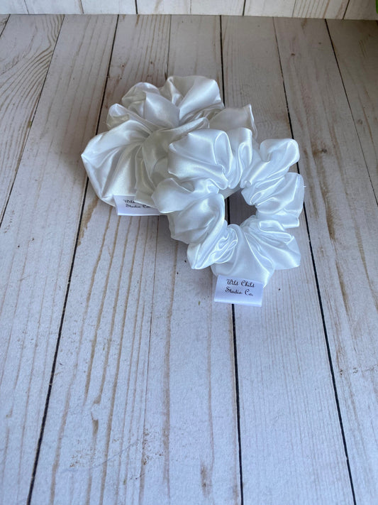 White Satin Scrunchie/ Hair Tie