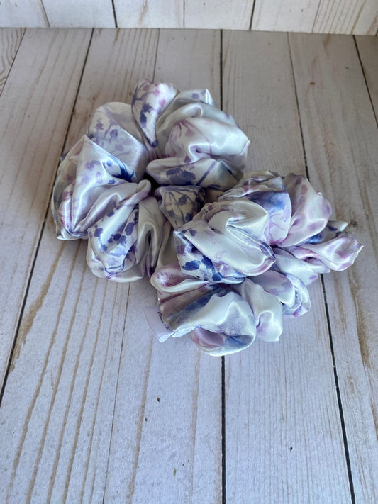 100% Silk Lavender Watercolor Scrunchies/ Watercolor Hair Tie