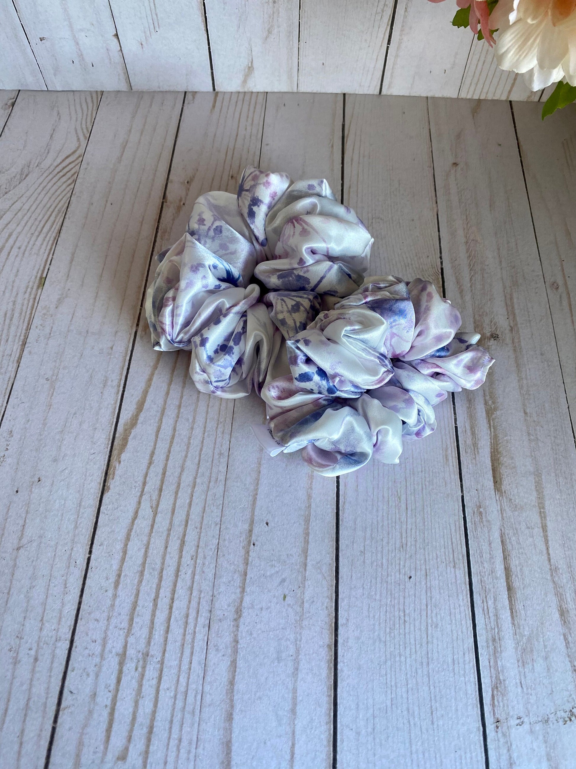 109% Silk Lavender Watercolor Scrunchies/ Watercolor Hair Tie