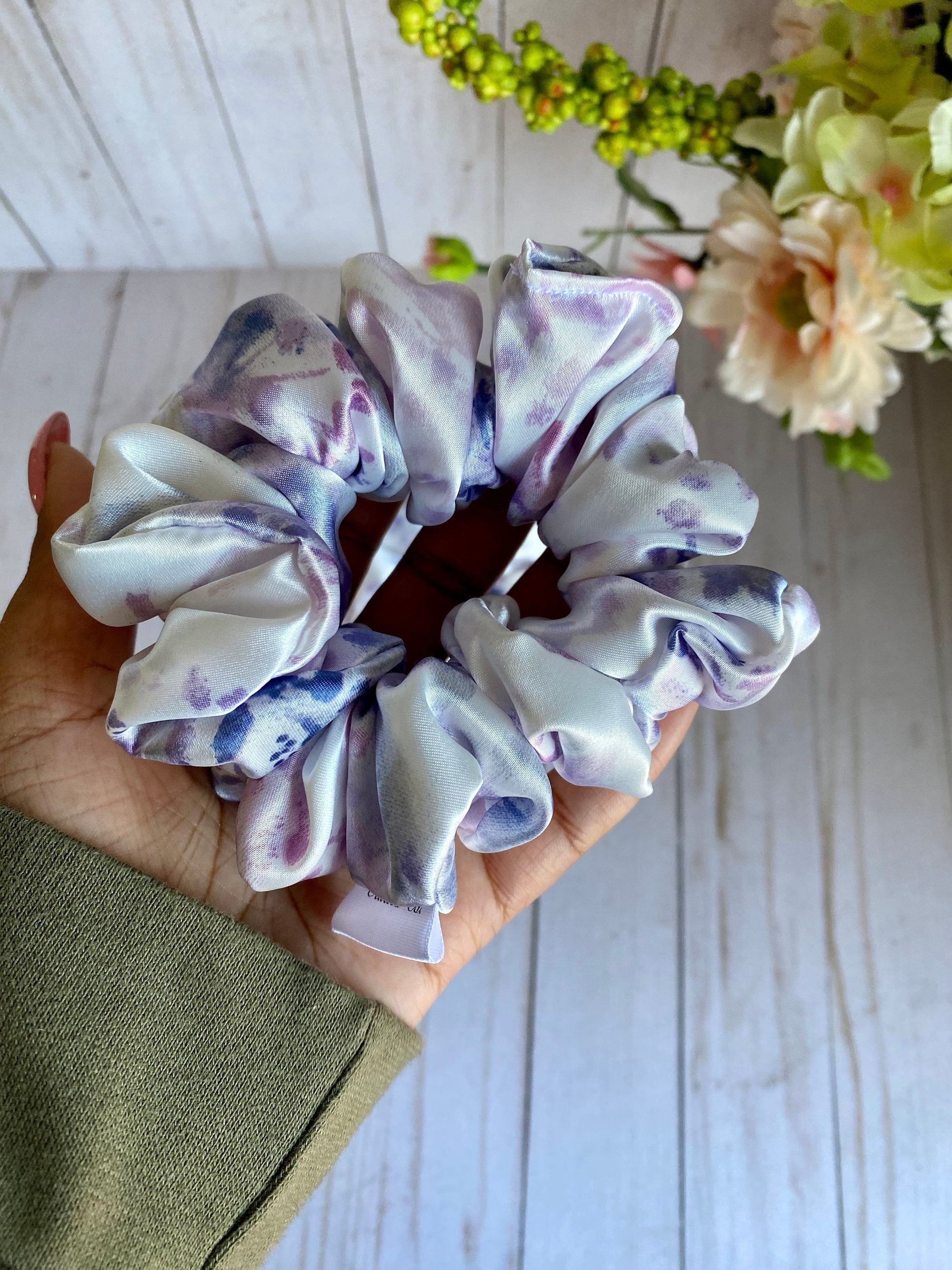 109% Silk Lavender Watercolor Scrunchies/ Watercolor Hair Tie