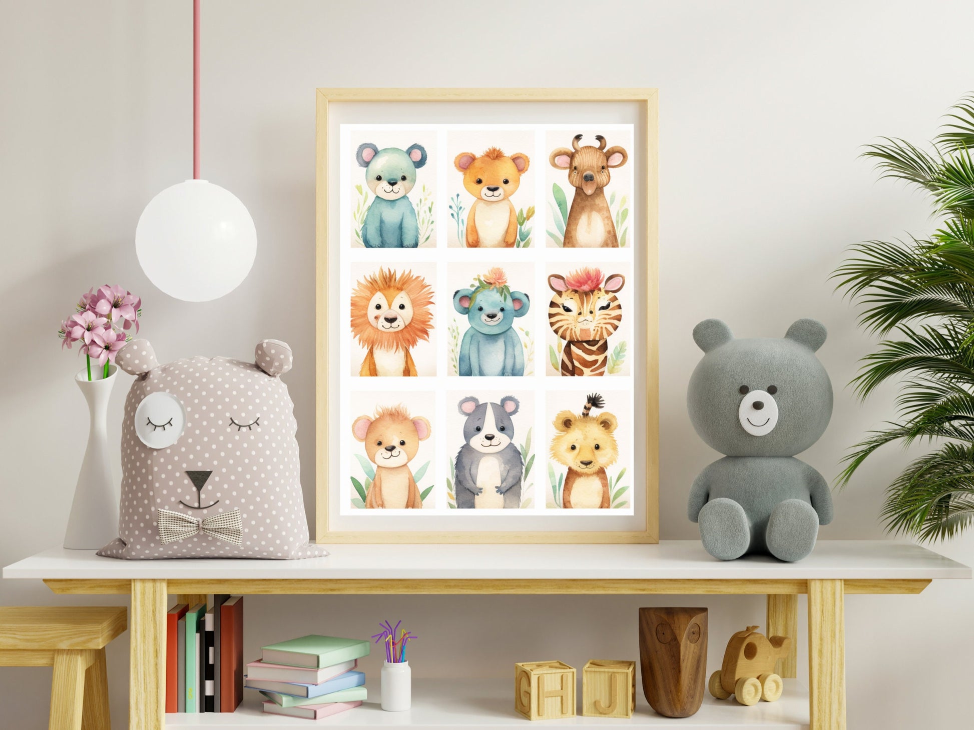 Whimsical Safari Farm Woodland Baby Animals Prints - Cute Baby Shower Nursery Decor- PNG PDF SVG Download