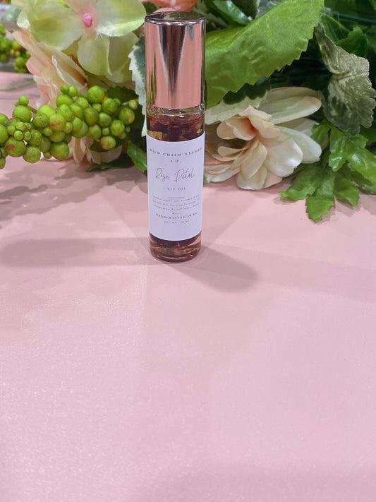 Organic Rose Petal Infused Lip Oil: Hydrating Roller Tube