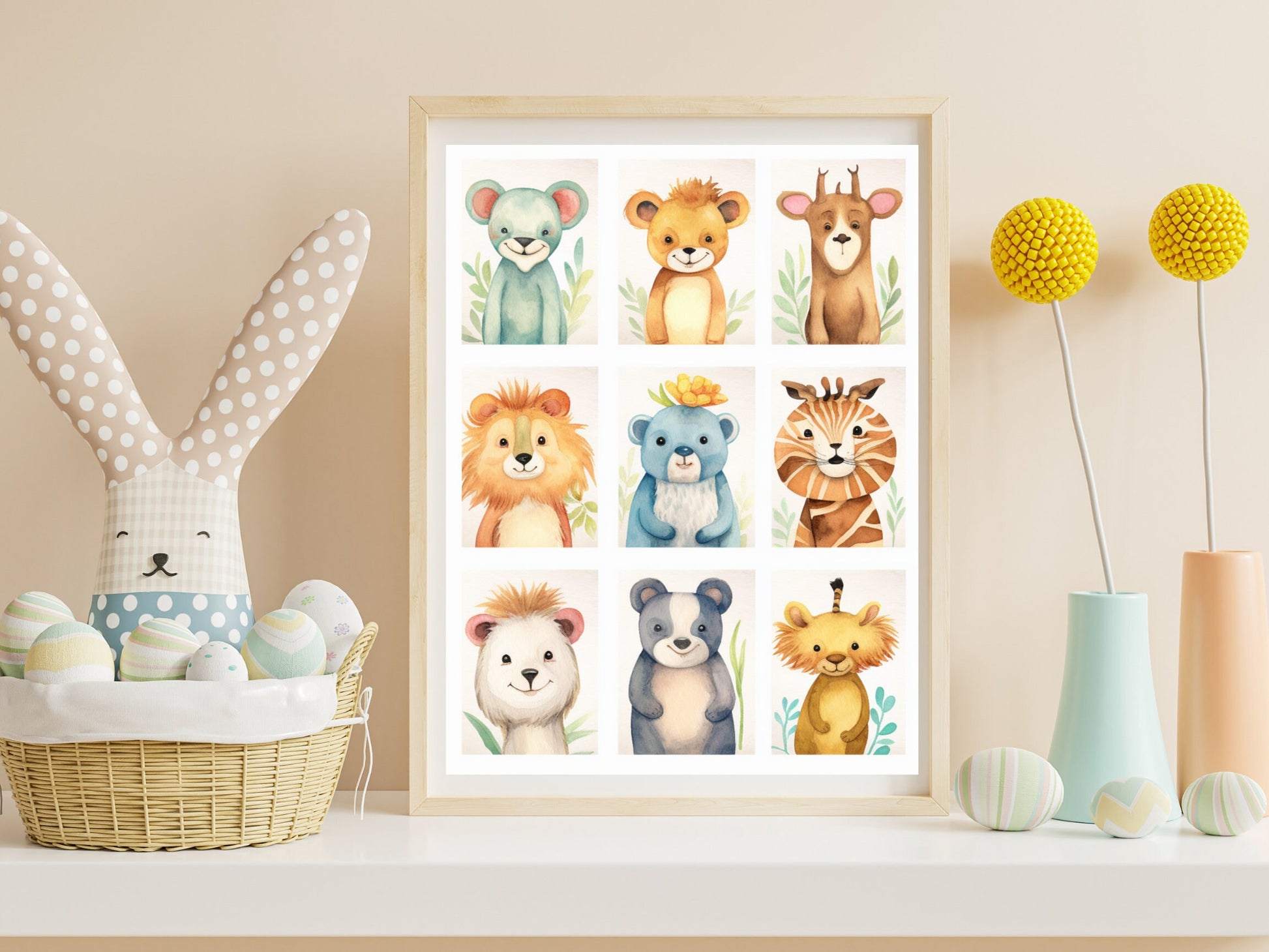Whimsical Safari Farm Woodland Baby Animals Prints - Cute Baby Shower Nursery Decor- PNG PDF SVG Download