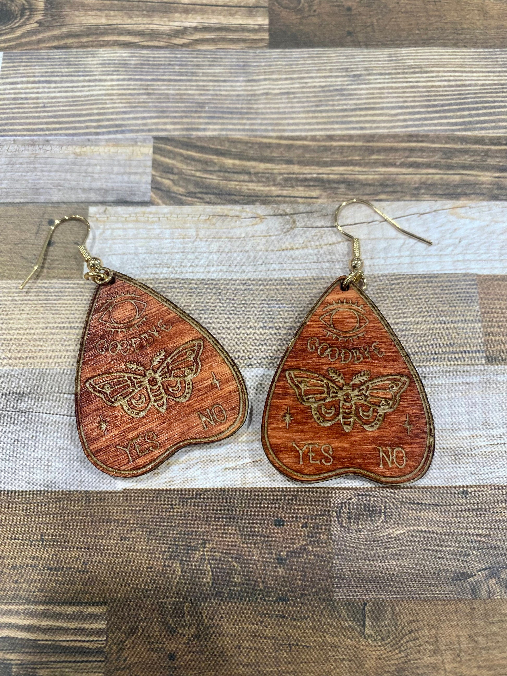 Planchette Moth Wood Earrings