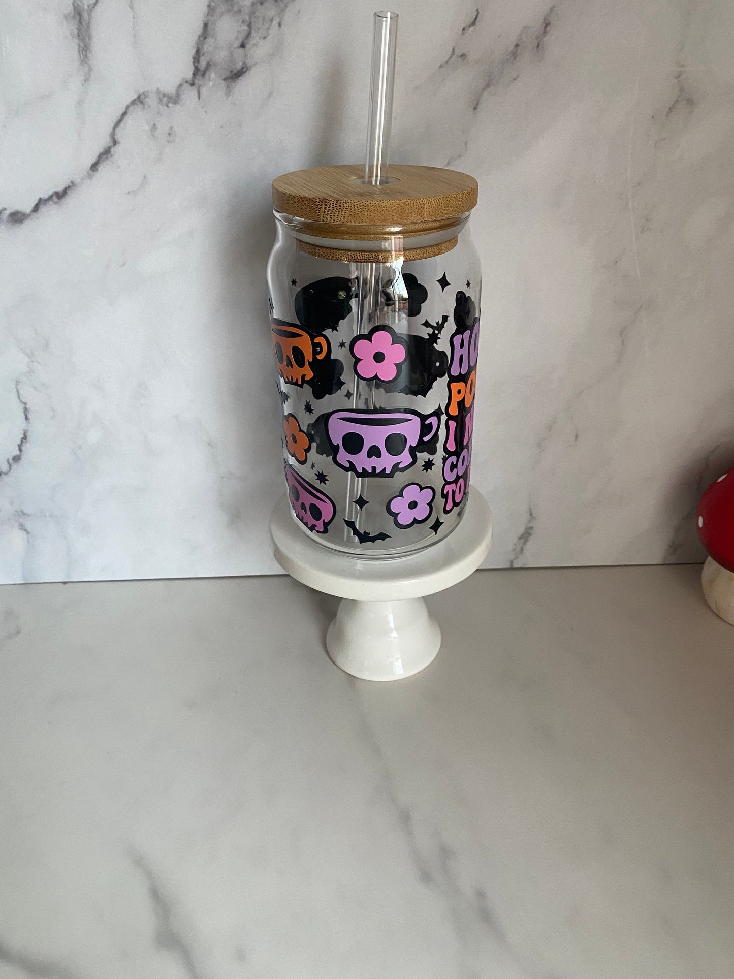 Hocus Pocus Coffee Libby Can 16 oz/ Iced Coffee Glass