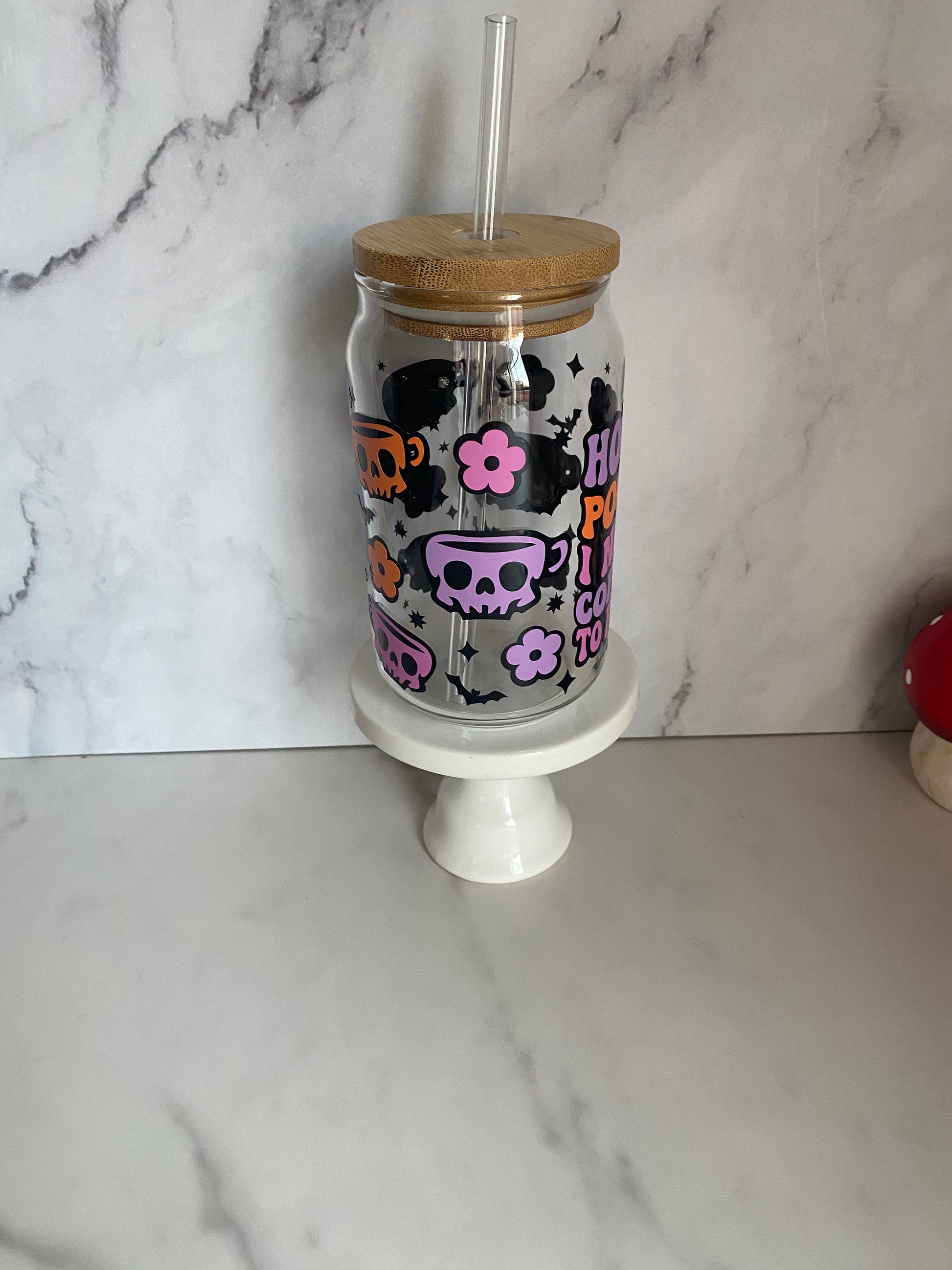 Hocus Pocus Coffee Libby Can 16 oz/ Iced Coffee Glass