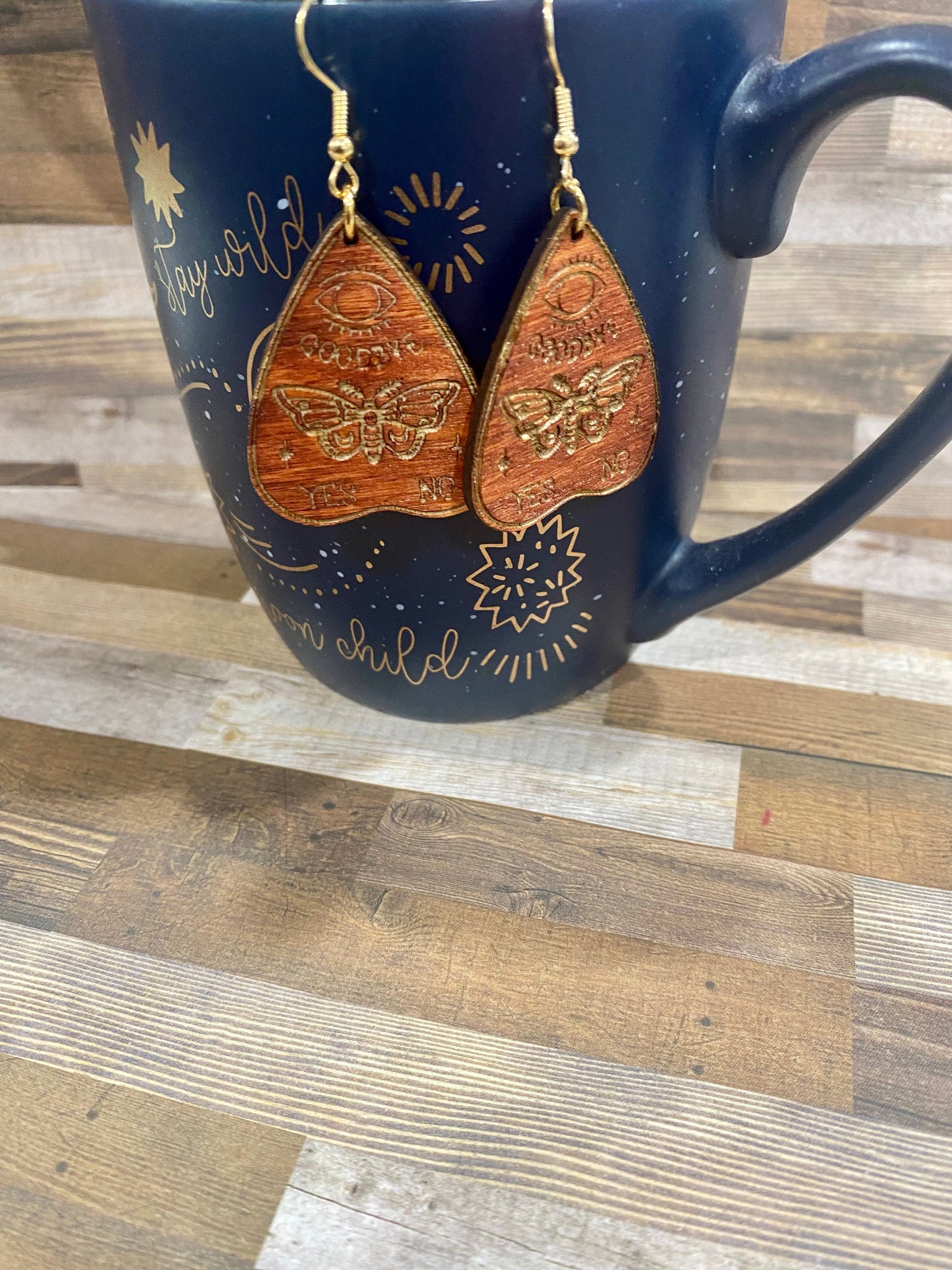 Planchette Moth Wood Earrings