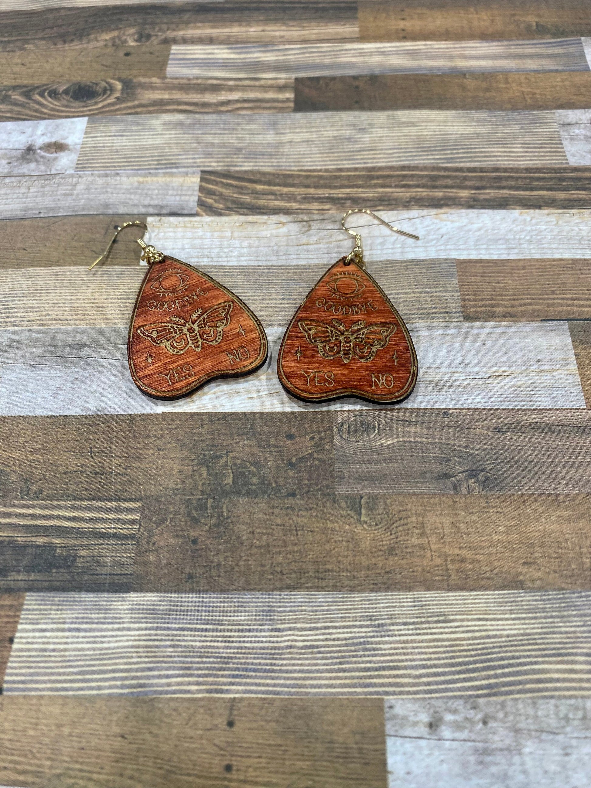 Planchette Moth Wood Earrings