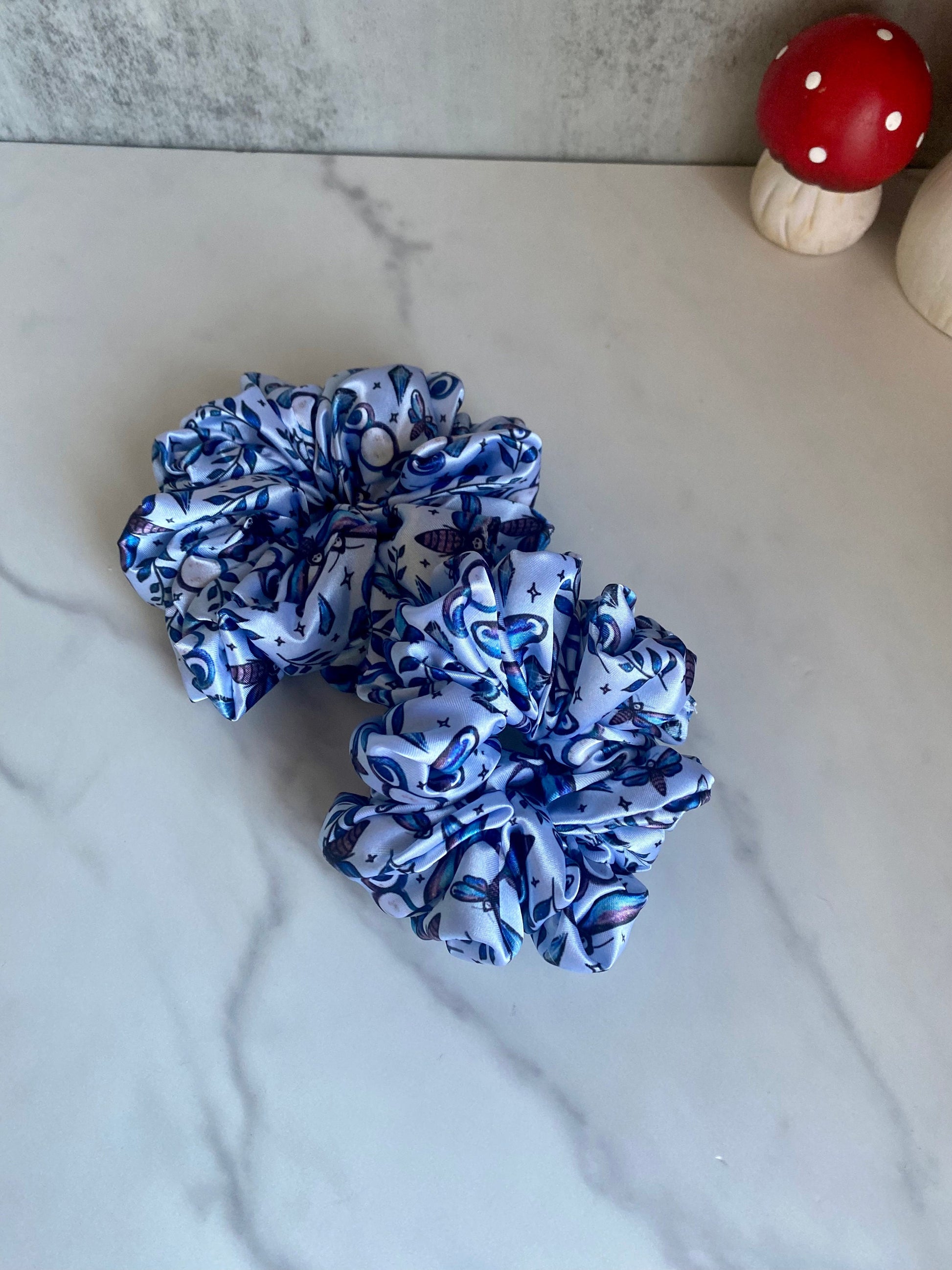 Lunar Moth Satin Scrunchie: XL or Regular Hair Tie