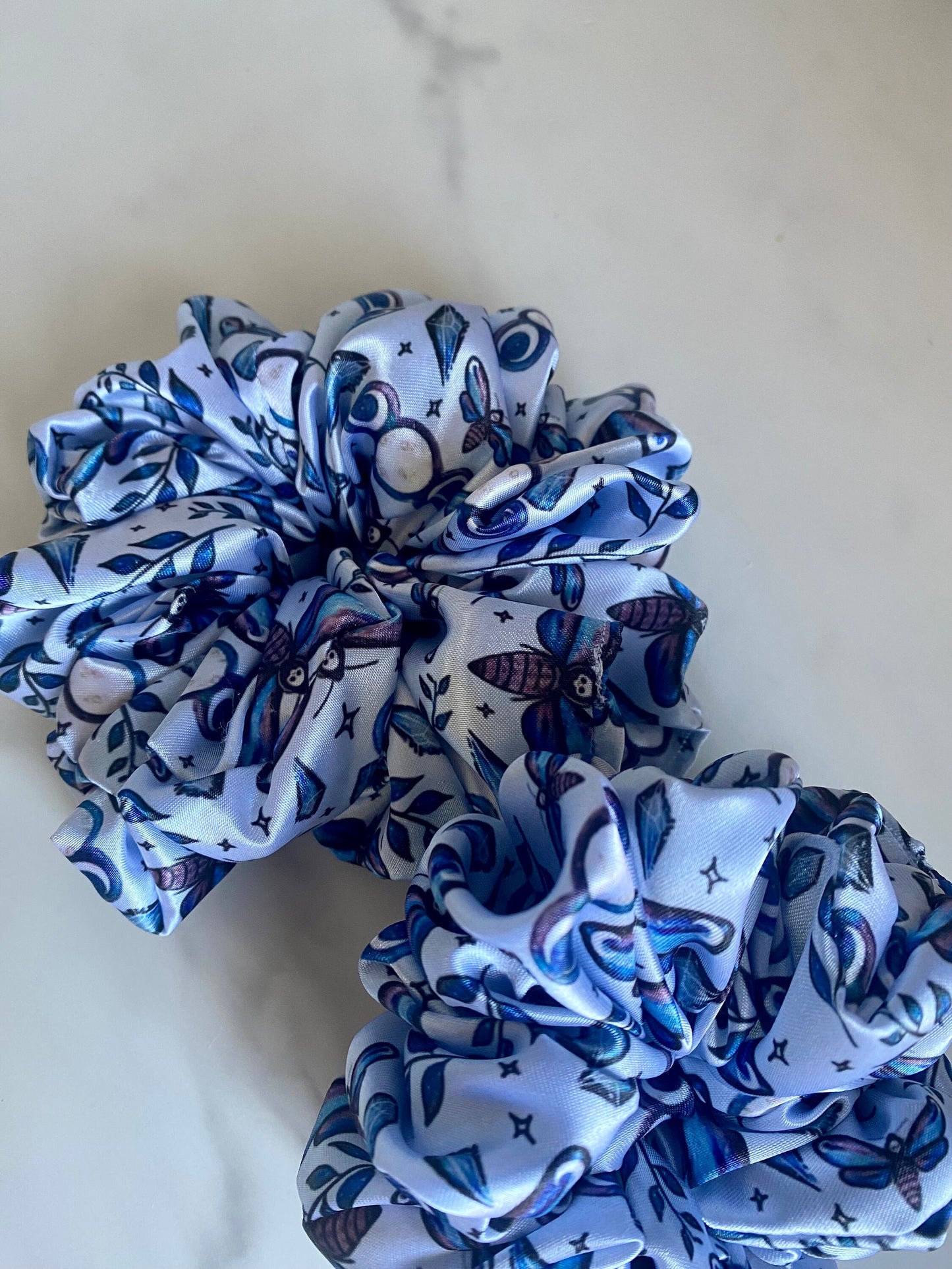Lunar Moth Satin Scrunchie: XL or Regular Hair Tie
