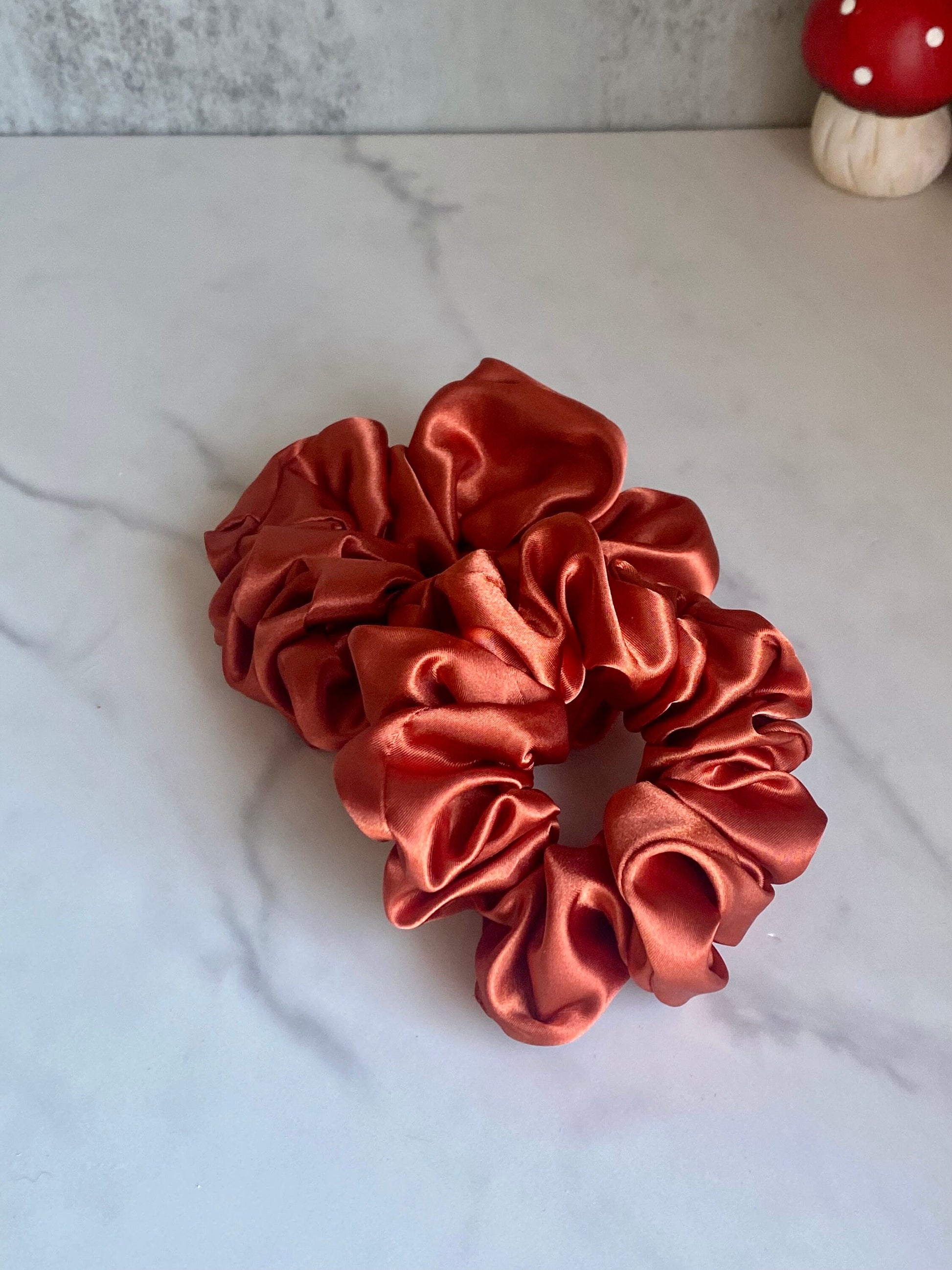 Burnt Orange Pumpkin Satin Scrunchies/ Burnt Orange Elastic Hair Tie/Handmade Scrunchie/XL Scrunchie