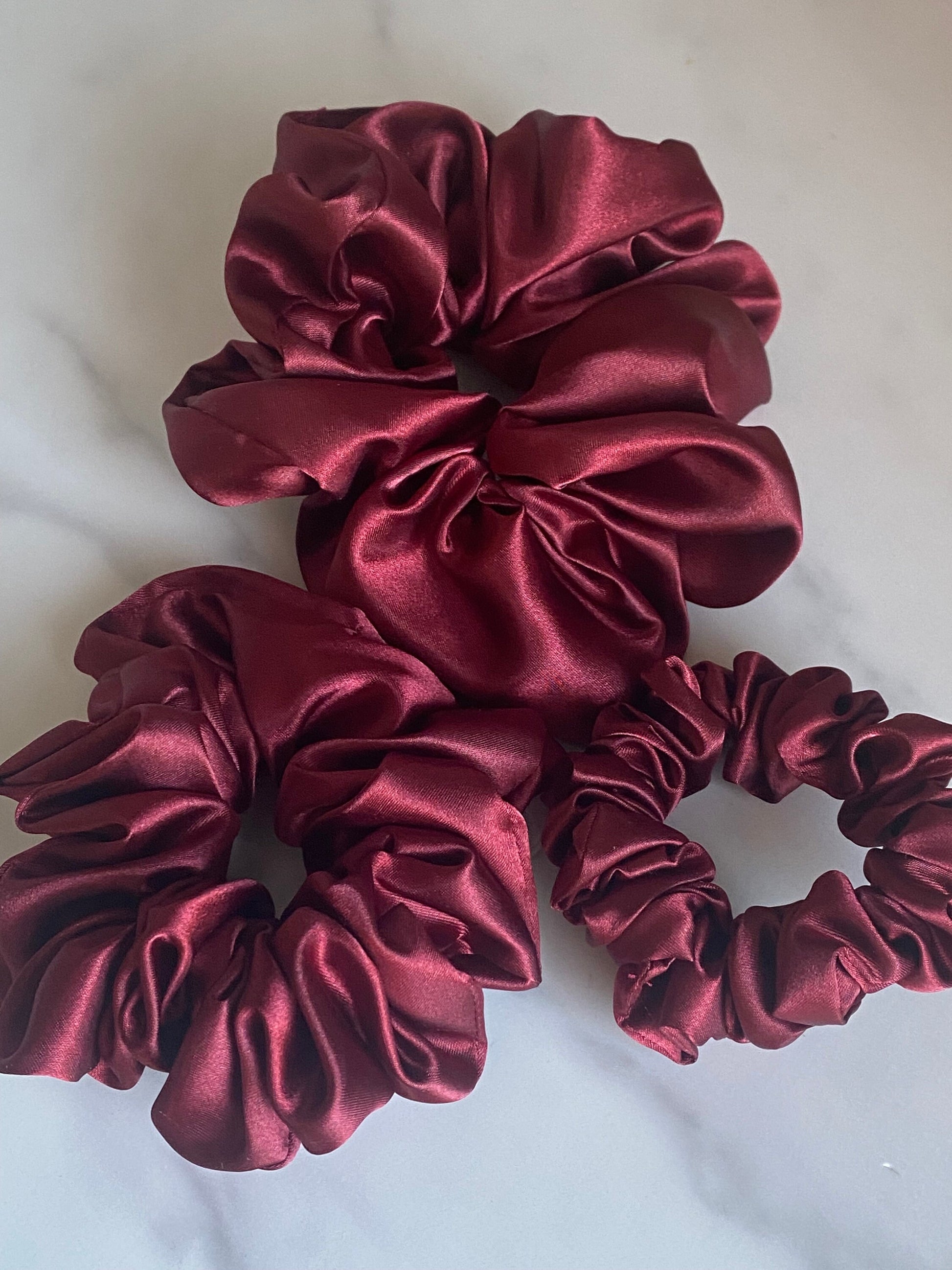 Burgundy Satin Scrunchie/ Hair Tie