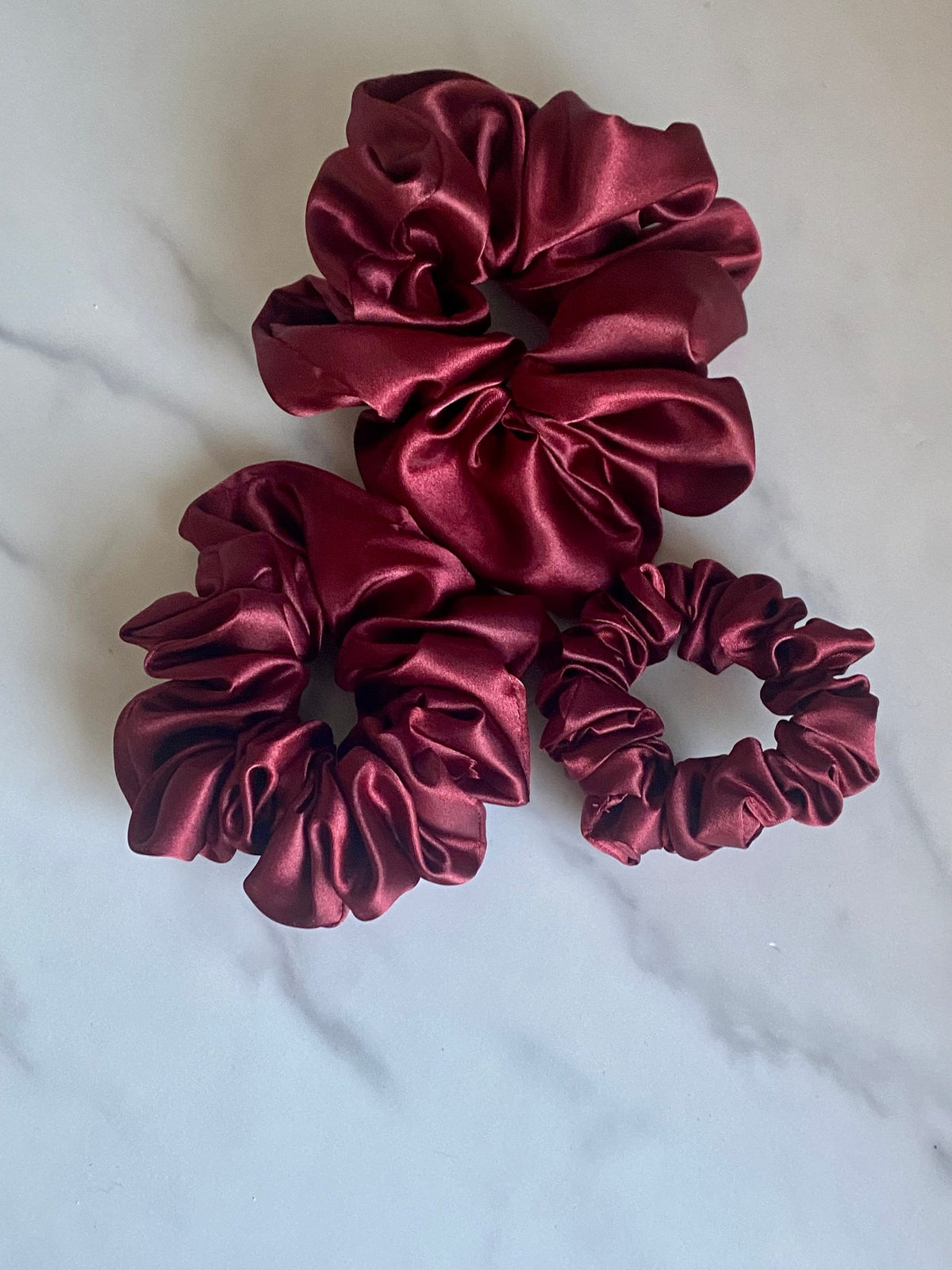 Brynn (Burgundy) Satin Scrunchie/ Satin Hair Tie