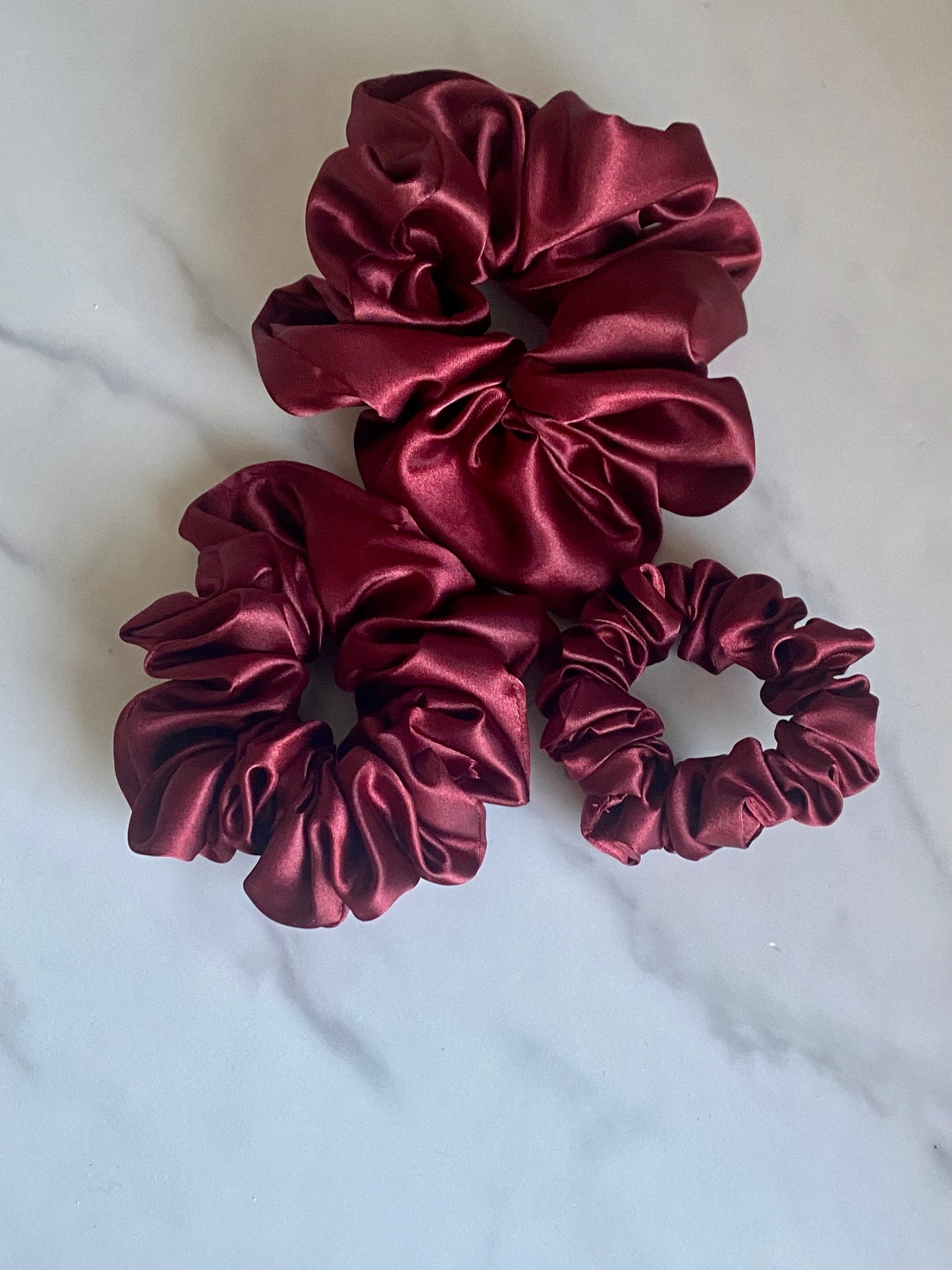 Brynn (Burgundy) Satin Scrunchie/ Satin Hair Tie