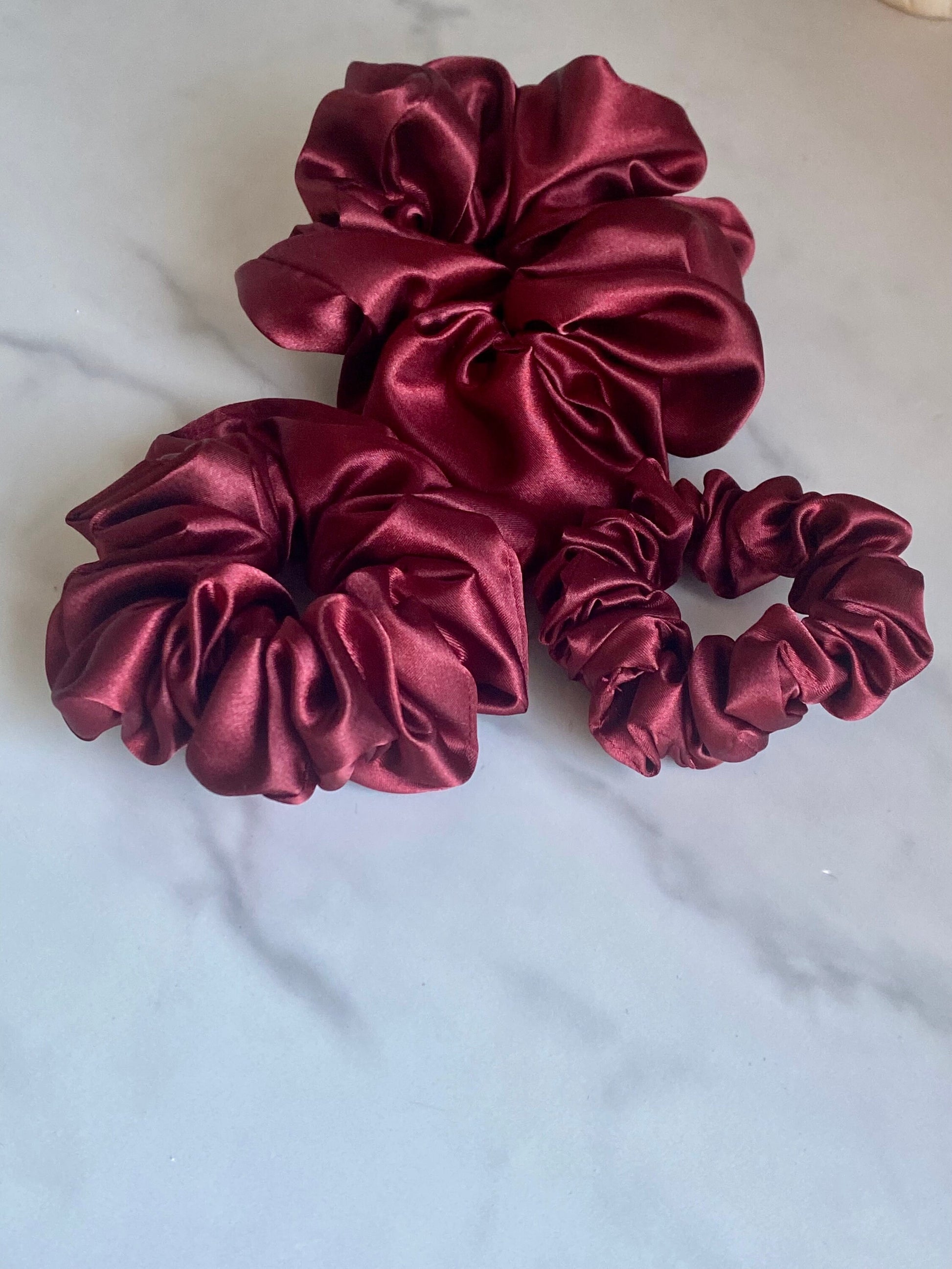Burgundy Satin Scrunchie/ Hair Tie