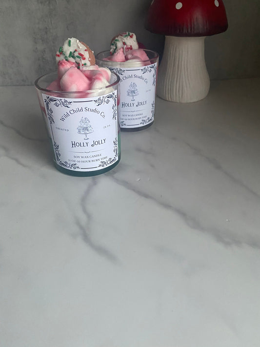Holly Jolly Hand Poured Soy Candle 11 oz