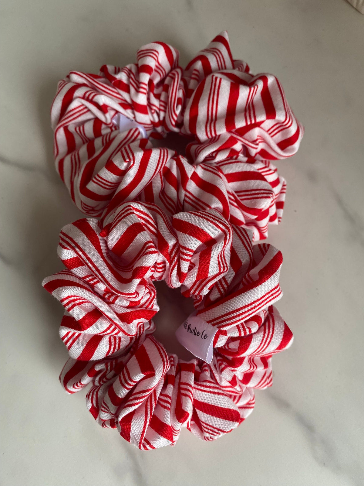 Candy Cane Holiday Satin Scrunchies/ Candy Cane Elastic Hair Tie/Handmade Scrunchie/XL Scrunchie