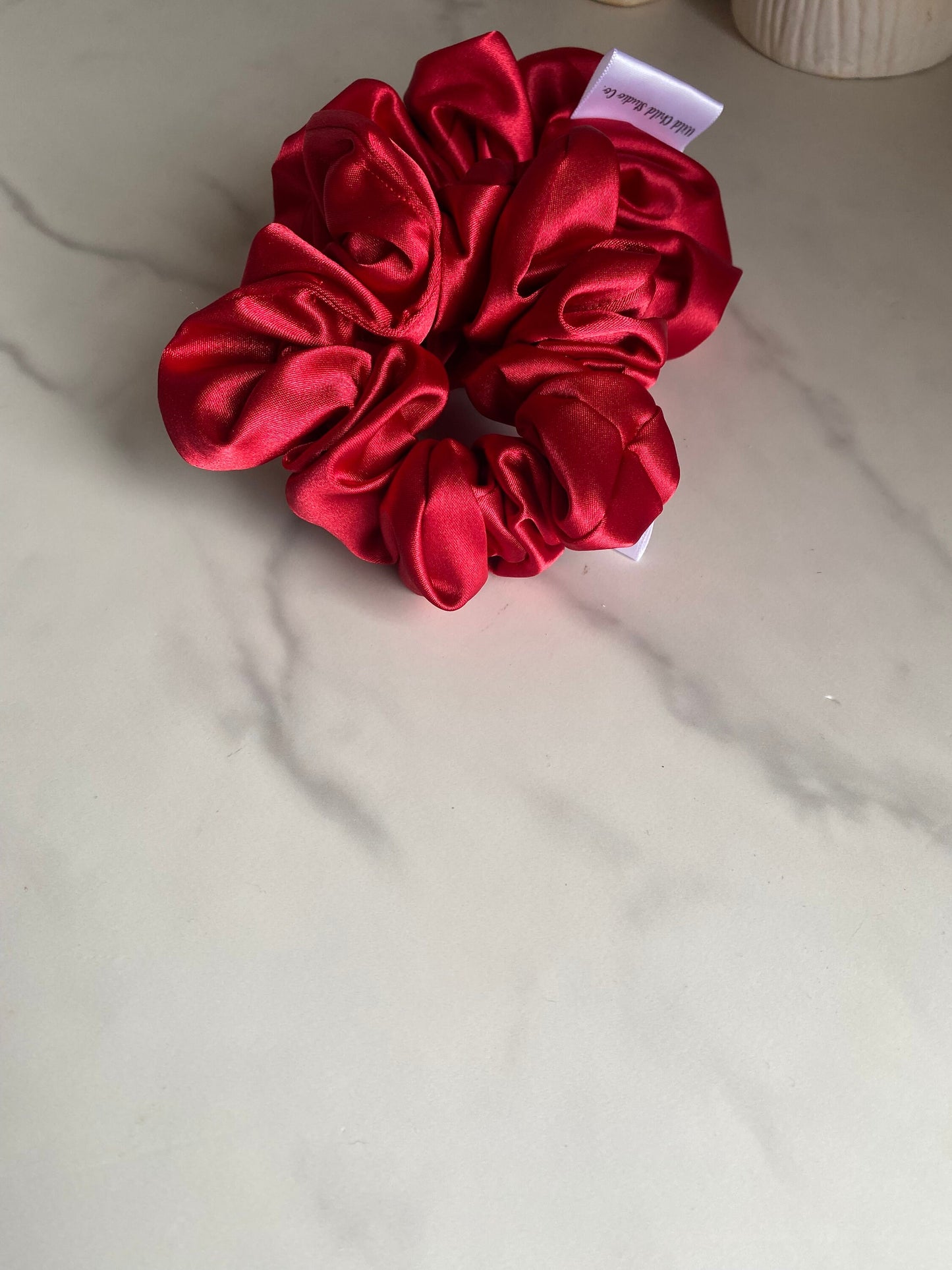 Red Satin Scrunchies/ Red Elastic Hair Tie/Handmade Scrunchie/XL Scrunchie