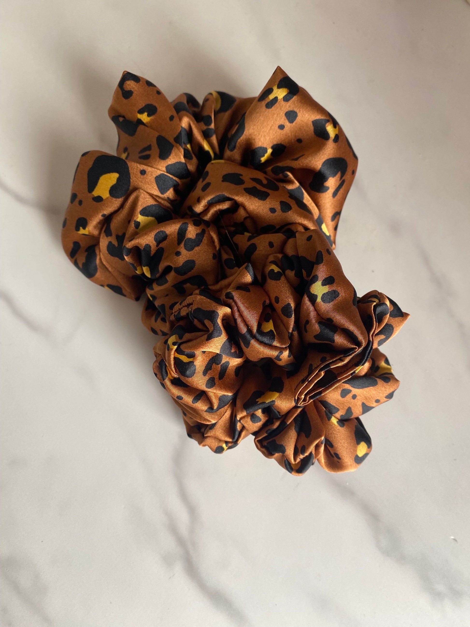 Animal Print Satin Scrunchies/ Animal Elastic Hair Tie/Handmade Scrunchie/XL Scrunchie