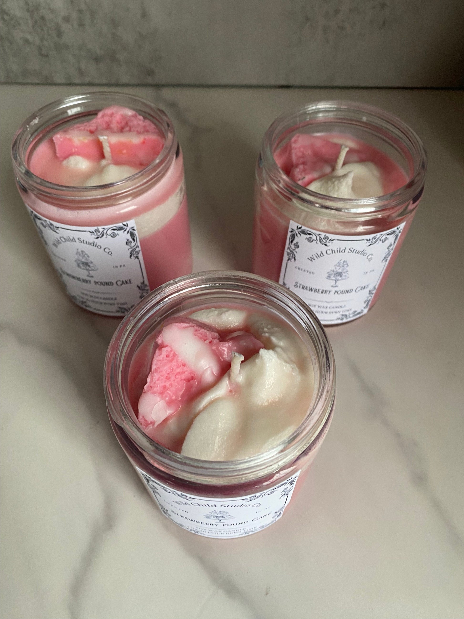 Strawberry Pound Cake Hand Poured Soy Candle 8 oz