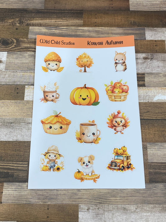 Kawaii Fall Planner Stickers/Cute Autumn Planner Stickers