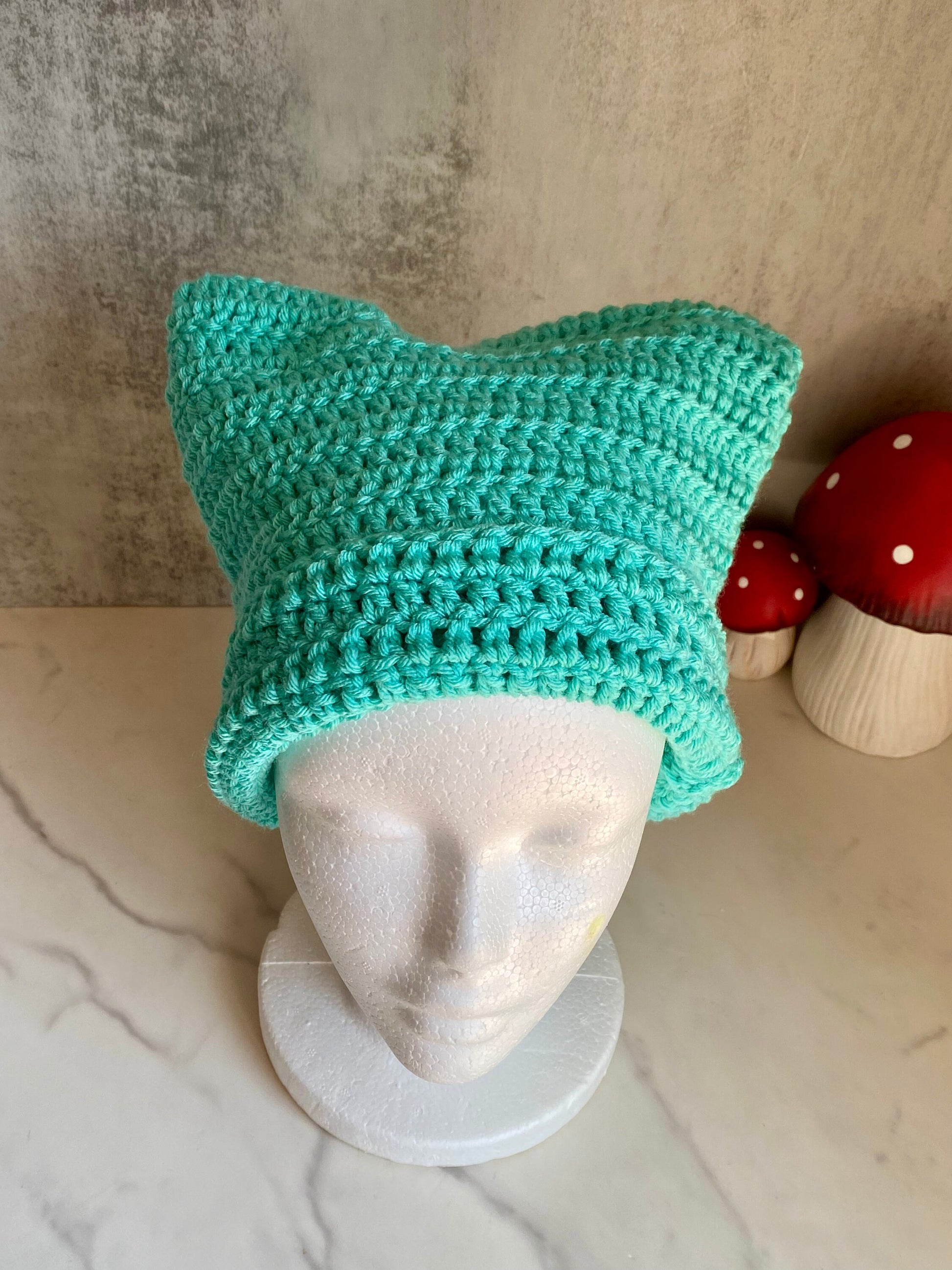 Turquoise Cat Ear Beanie