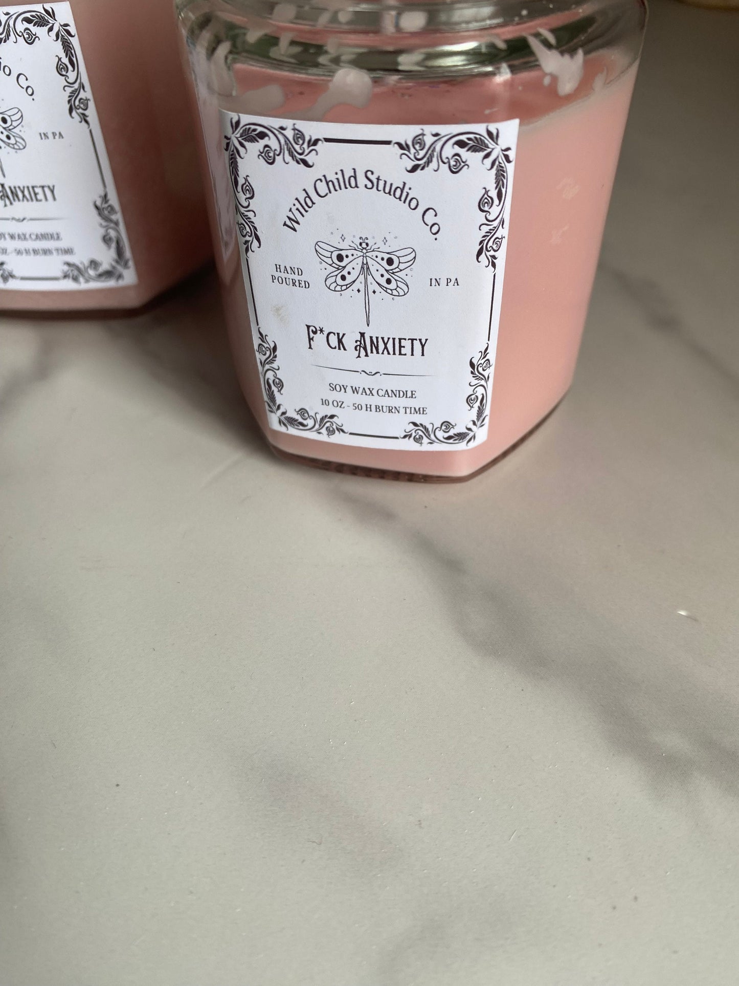 F*ck Anxiety Soy Candle: Calming Crystal Aromatherapy