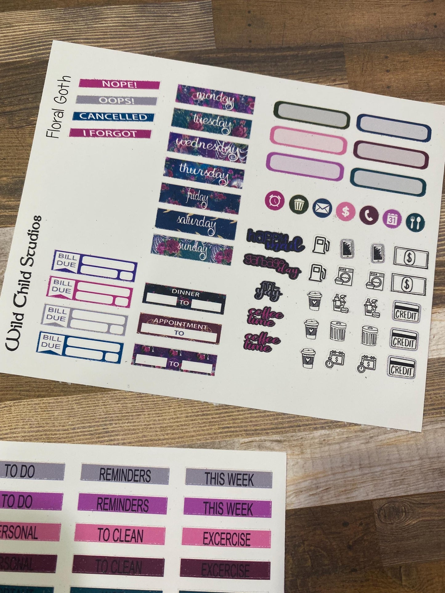 Floral GothHappy Planner Mini Weekly Kit