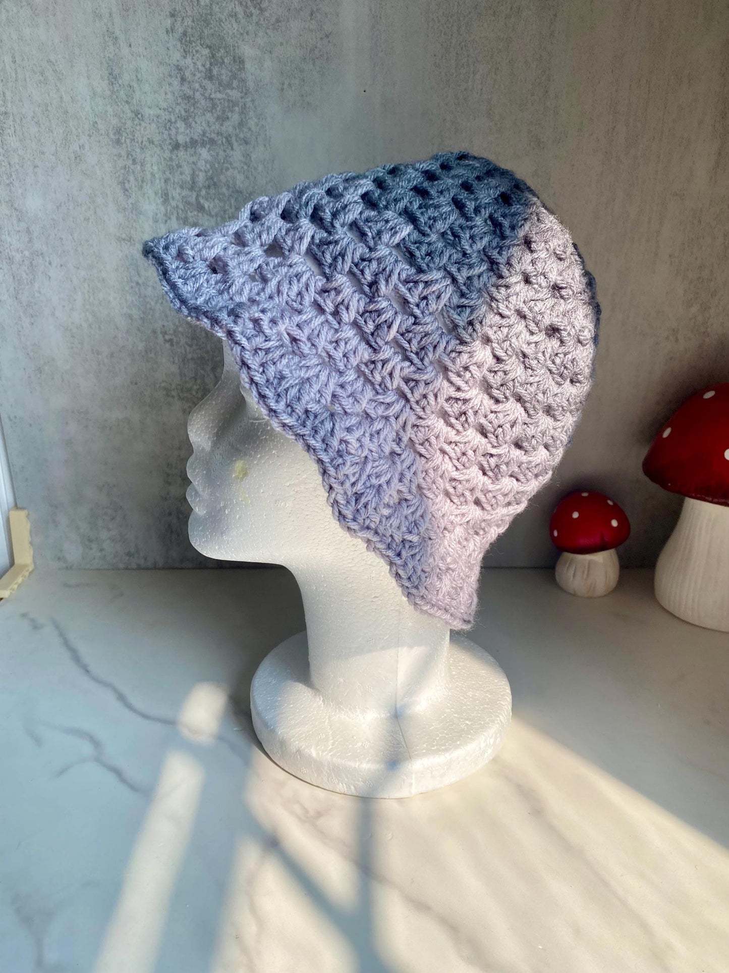 Gray Granny Stitch Bucket Hat