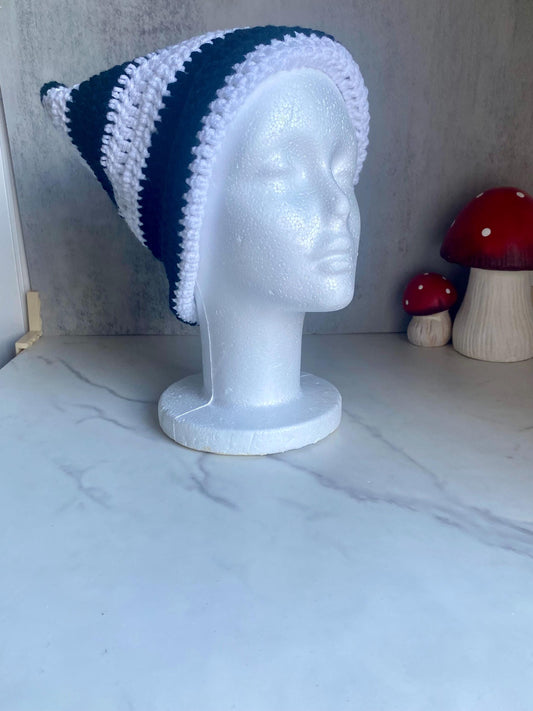 Black and White Stripe Cat Ear Beanie