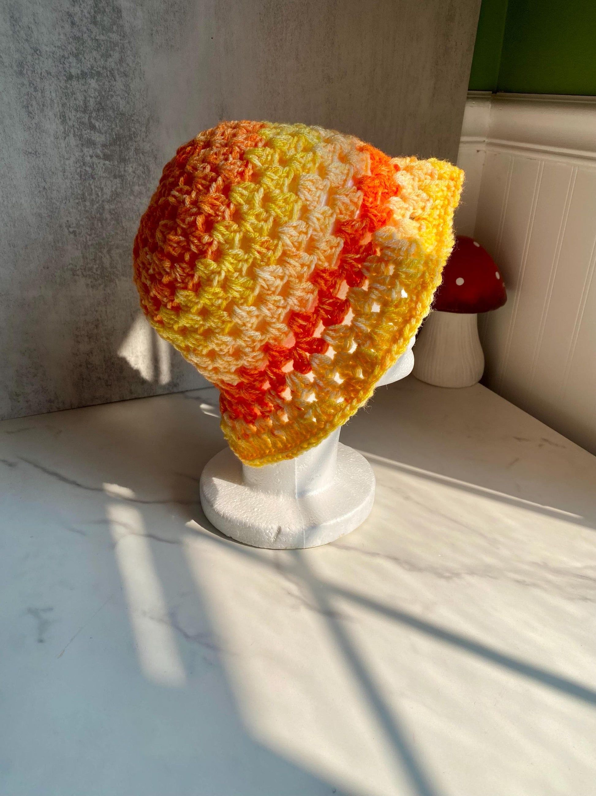 Fall Candy Corn Inspired Granny Stitch Bucket Hat