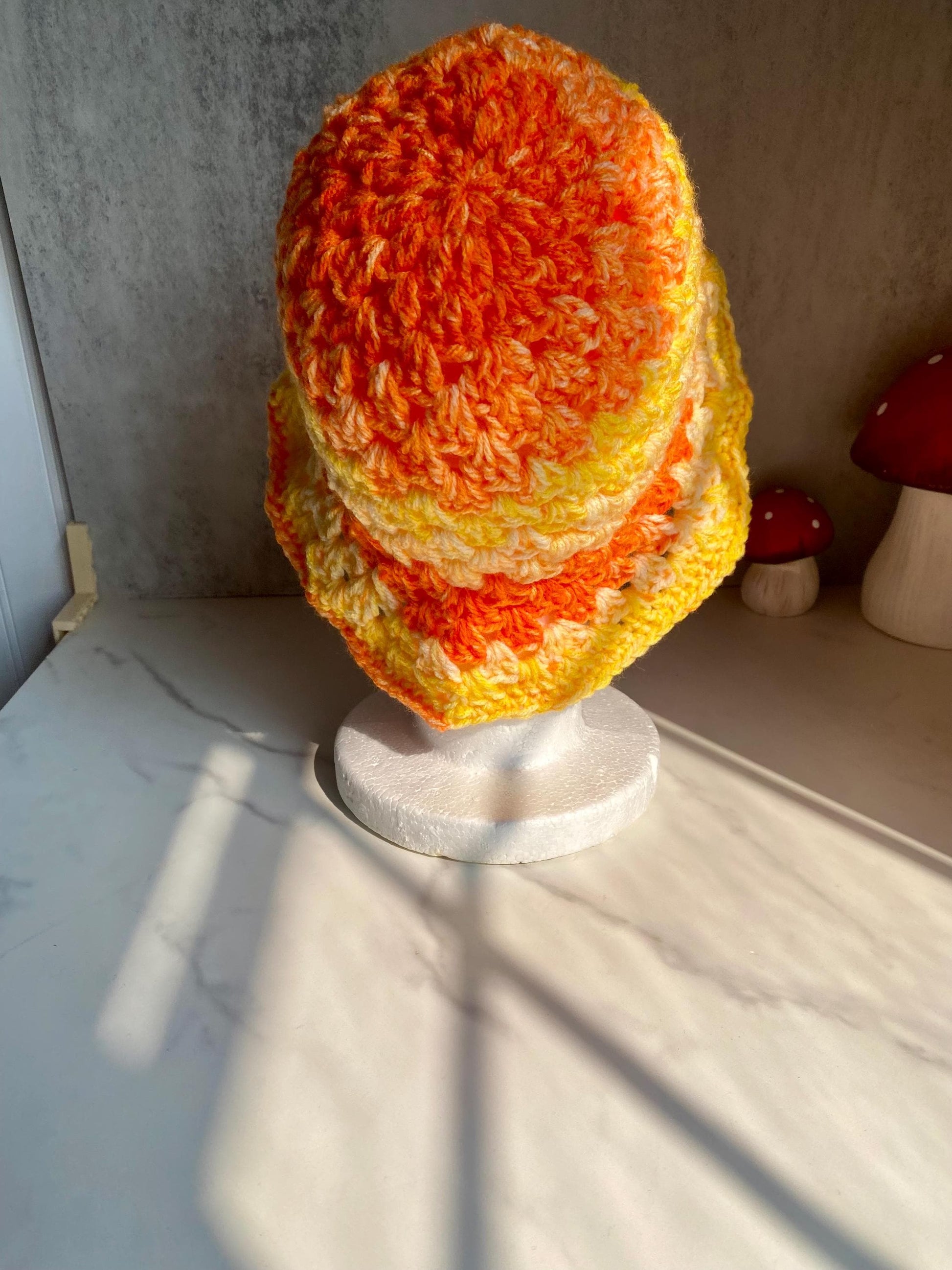 Fall Candy Corn Inspired Granny Stitch Bucket Hat