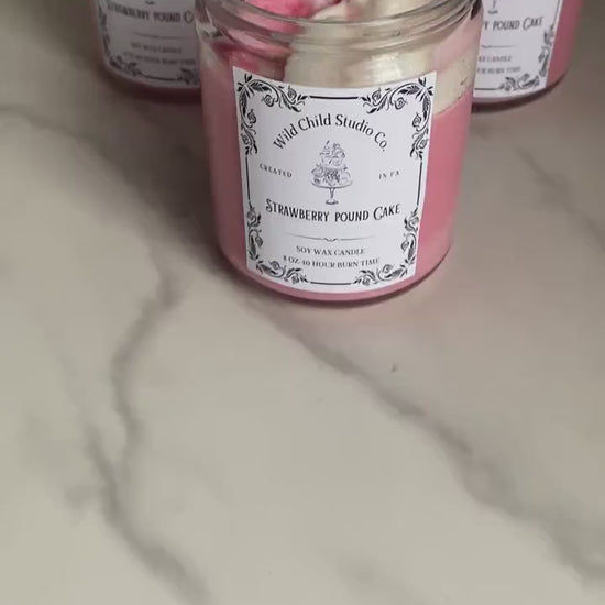 Strawberry Pound Cake Hand Poured Soy Candle 8 oz