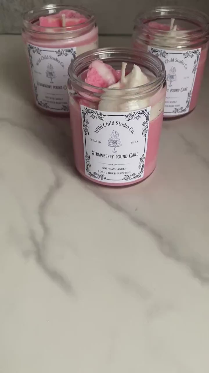 Strawberry Pound Cake Hand Poured Soy Candle 8 oz