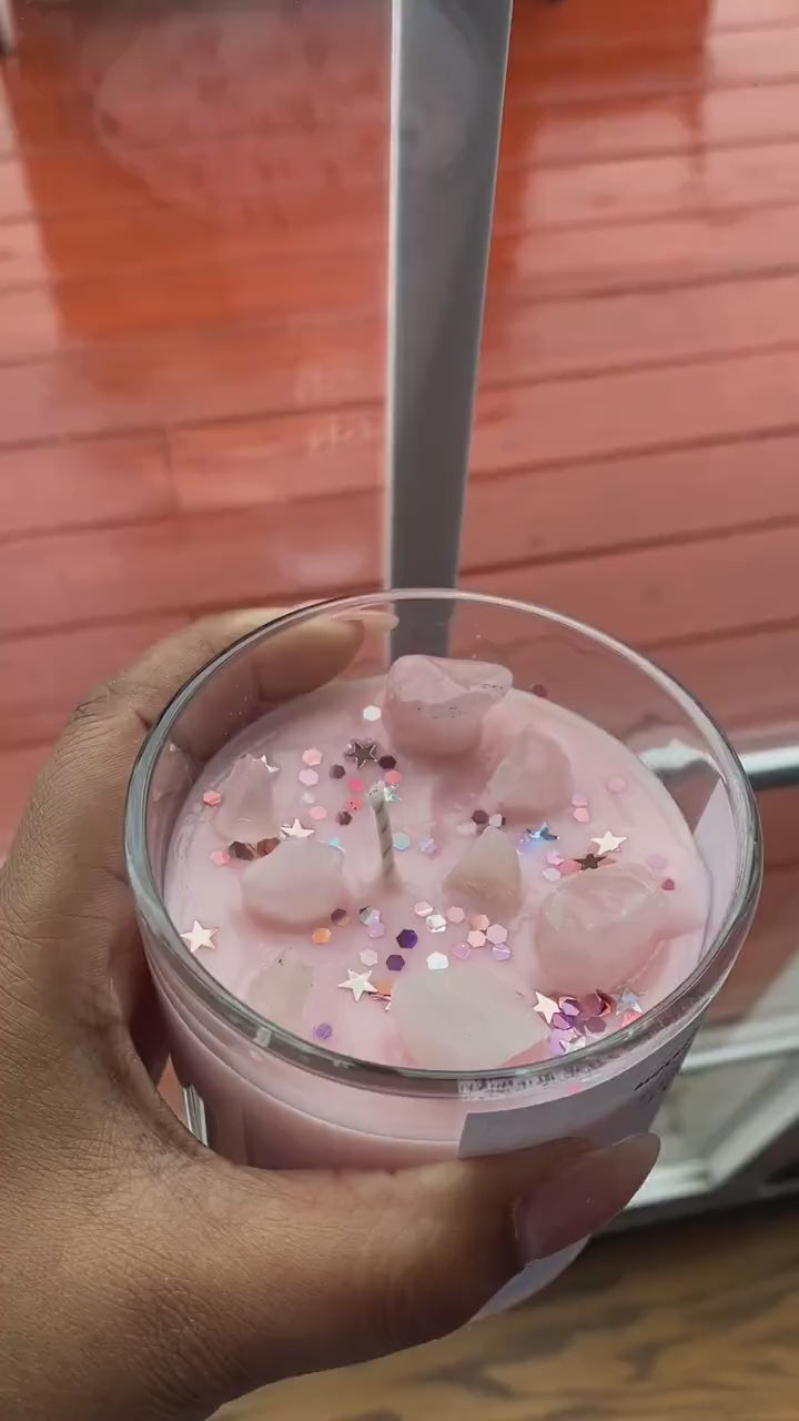 Rose Quartz Hand Poured Soy Candle 12 oz