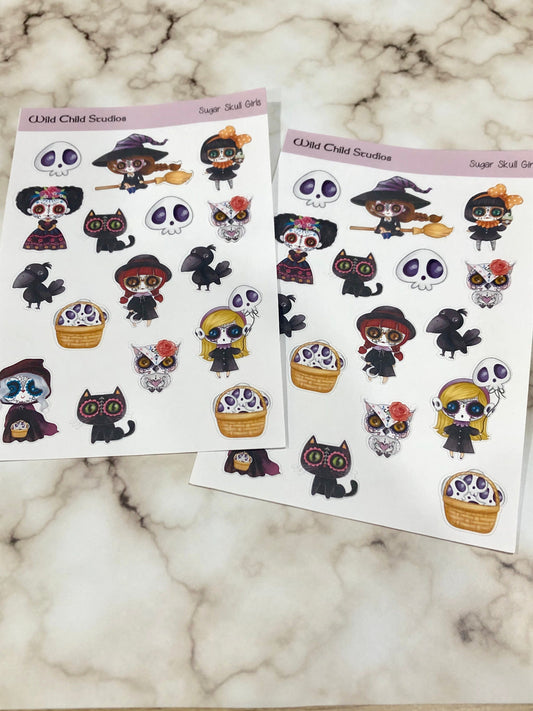Sugar Skull Girls Planner Stickers