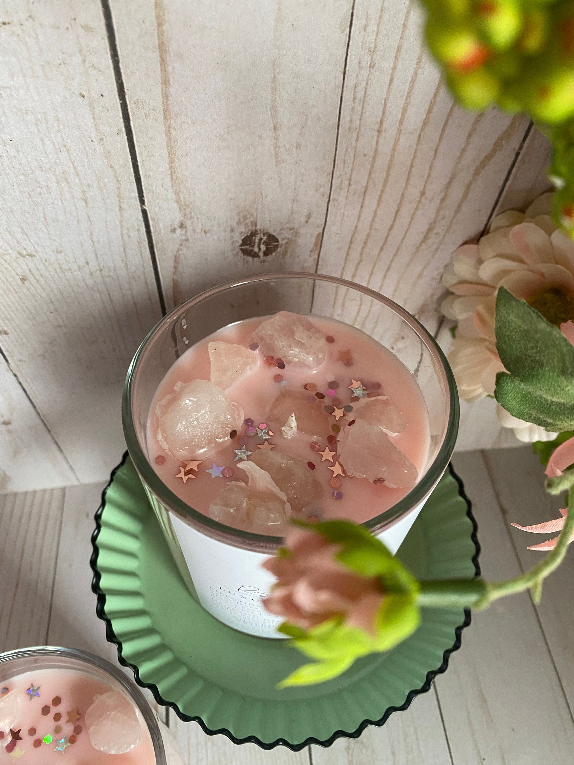 Rose Quartz Hand Poured Soy Candle 12 oz