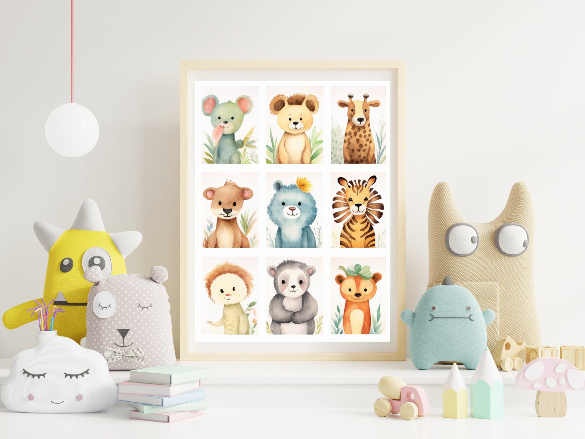 Whimsical Safari Farm Woodland Baby Animals Prints - Cute Baby Shower Nursery Decor- PNG PDF SVG Download